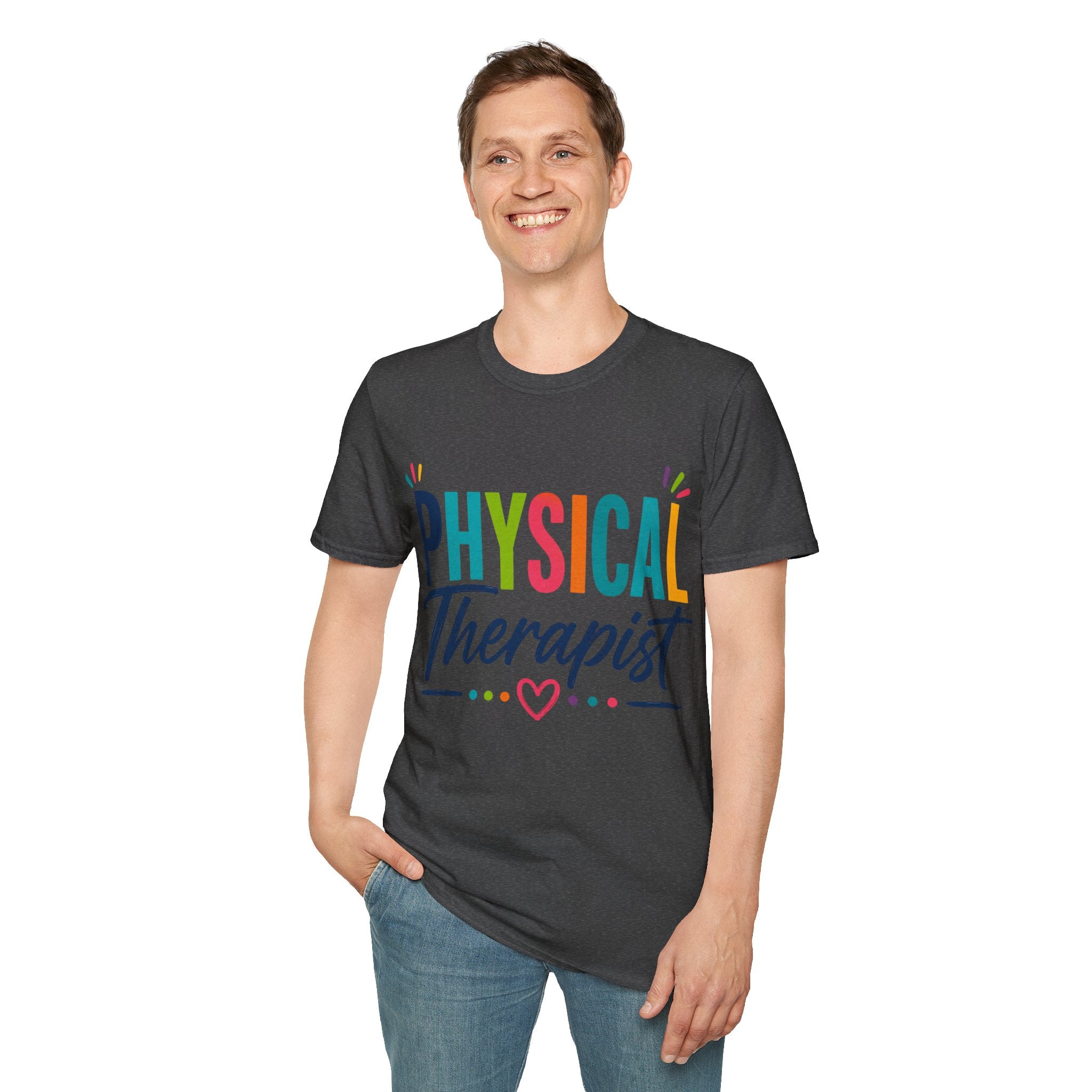 Physical Therapist Shirt | Colorful Typography Heart T-Shirt | Physical Therapy Gift | Healthcare Professional Apparel | Therapist Shirt