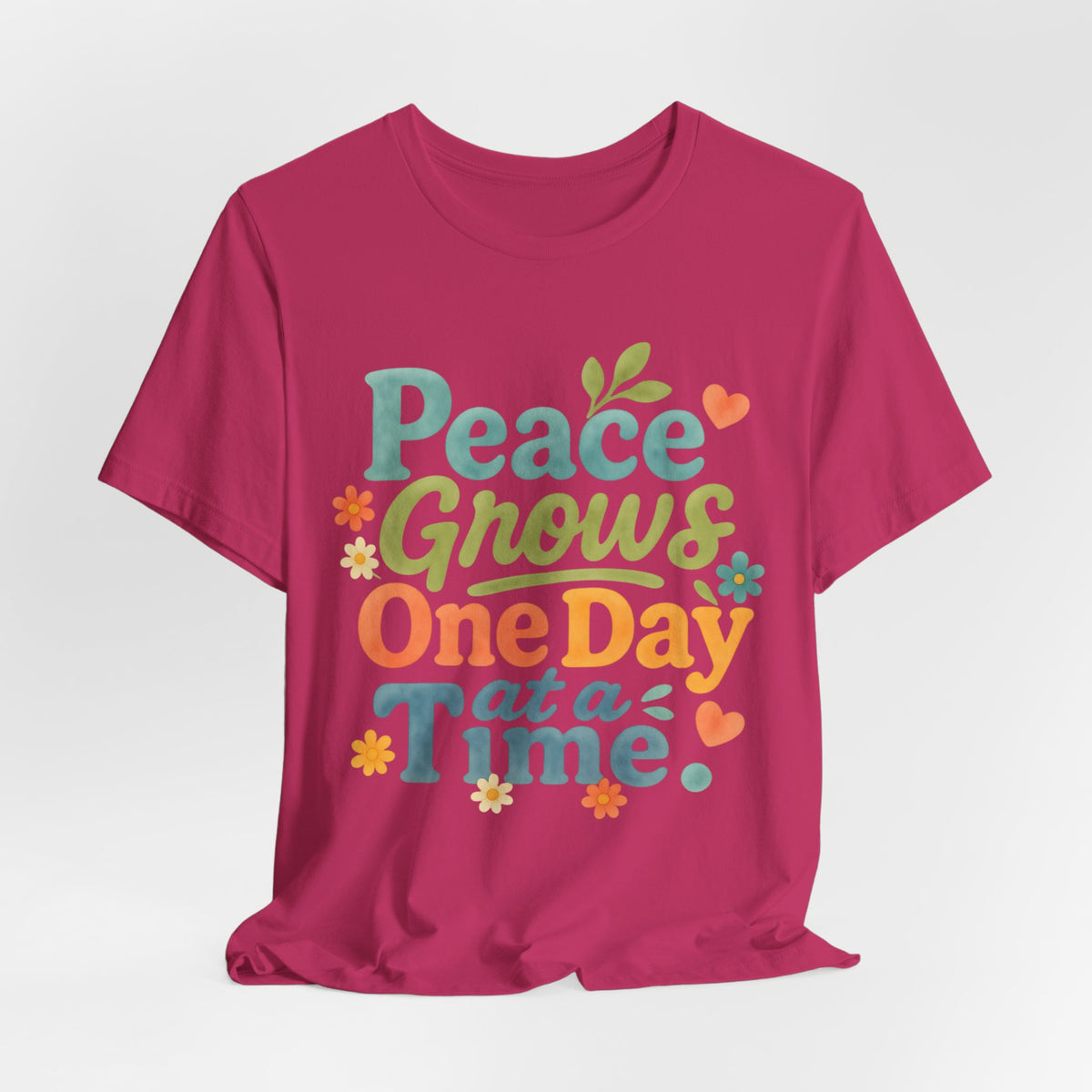 Peace Grows One Day at a Time Tee | Positive Quote Floral Typography