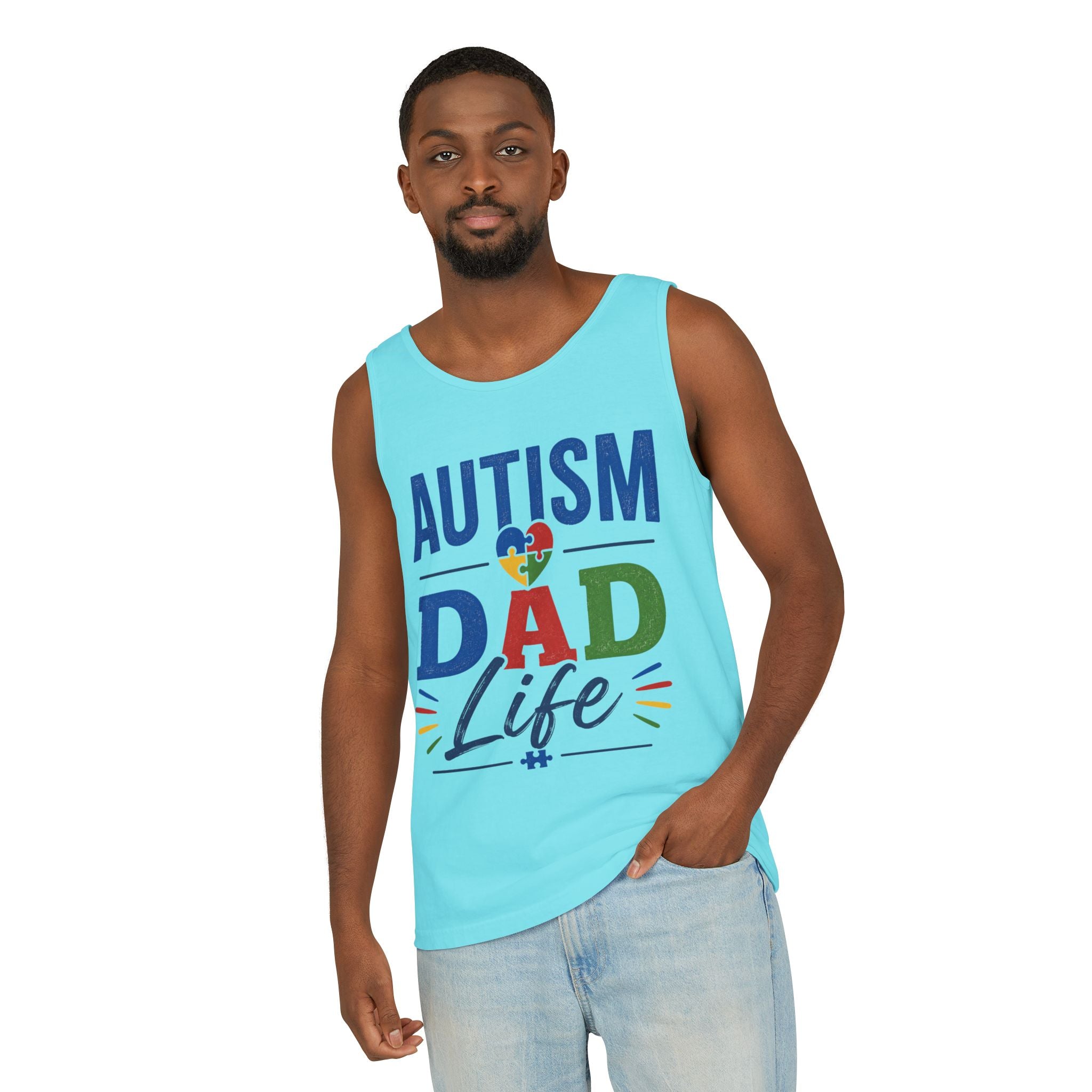 Autism Dad Life Tank Top | Awareness Puzzle Heart, Father Support