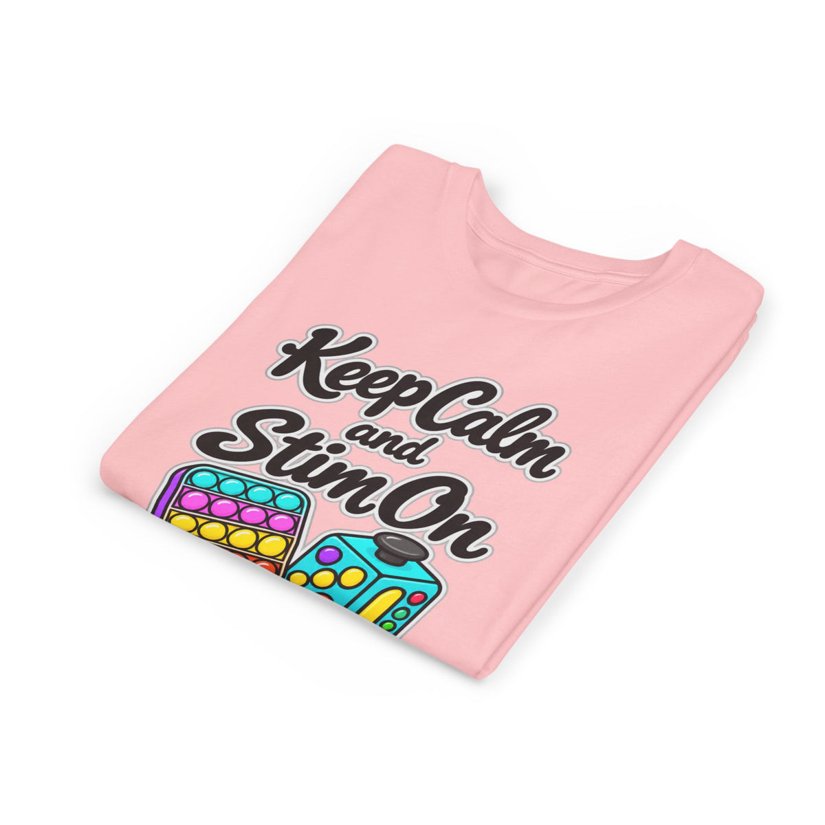 Keep Calm and Stim On Youth Shirt Autism Sensory T Shirt Neurodivergent Kids Tee Fidget Toy Gift Special Needs Awareness