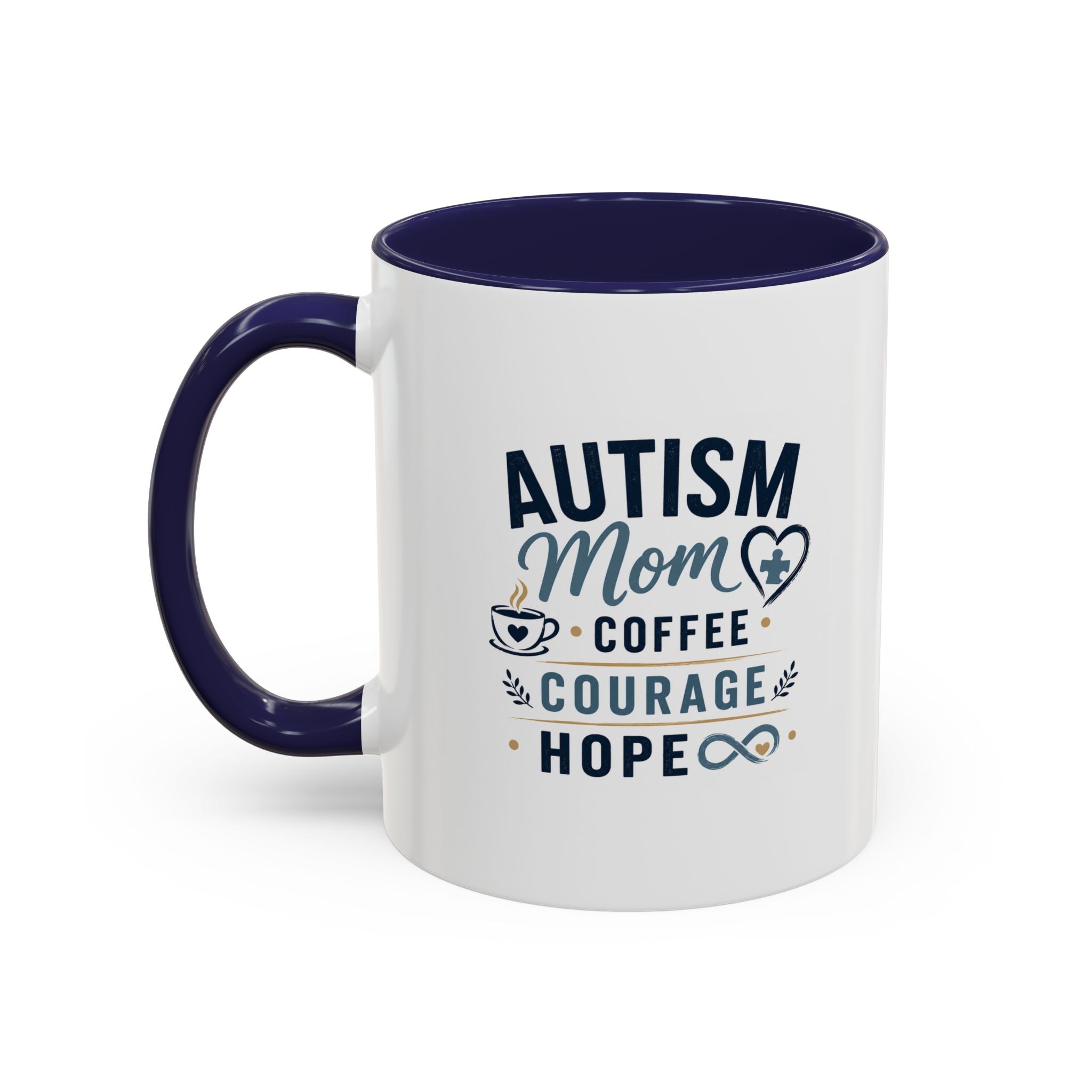 Autism Mom Coffee Mug | Accent Ceramic Mug 11oz  15oz | Puzzle Heart Infinity Design | Autism Awareness  Acceptance Gift | Special Needs