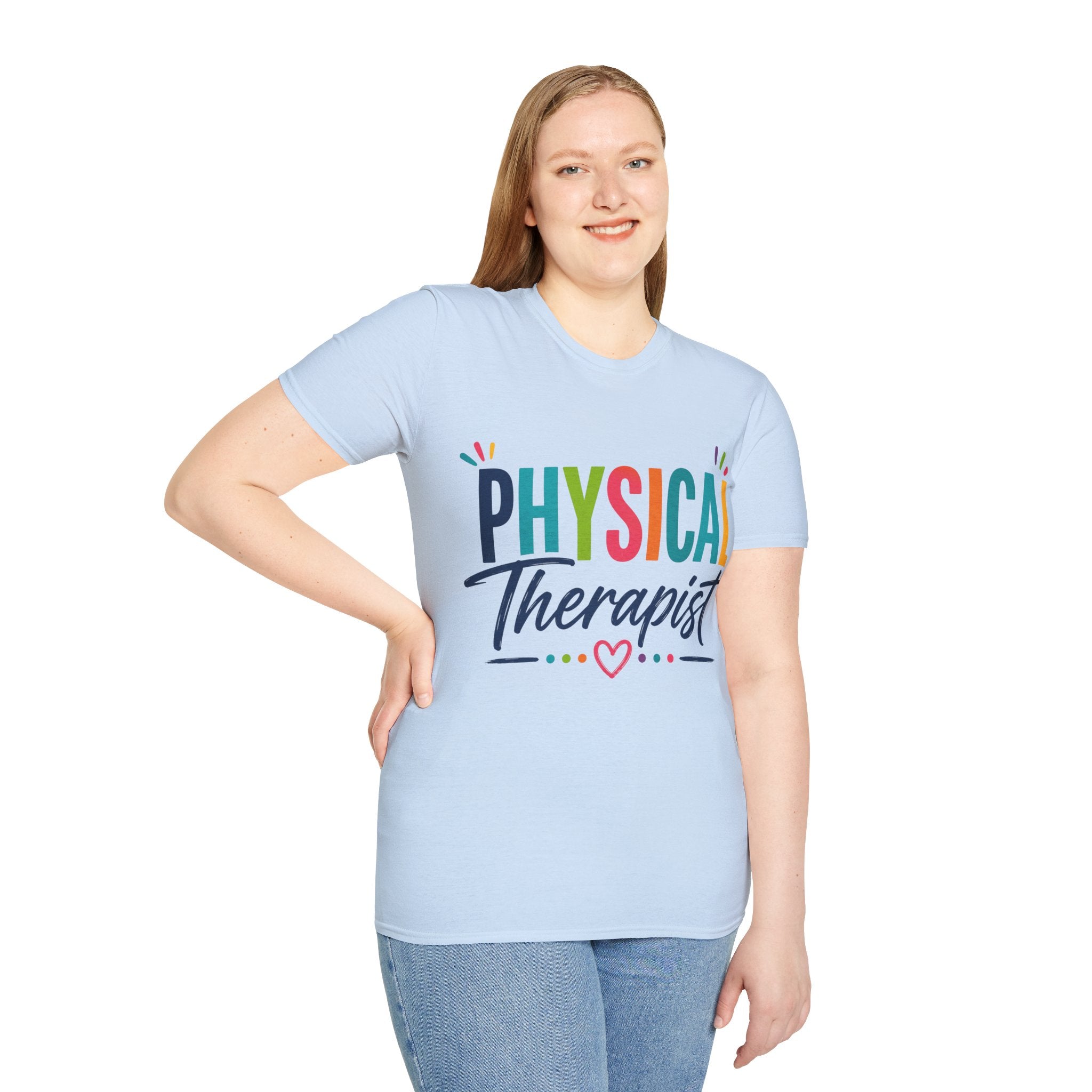 Physical Therapist Shirt | Colorful Typography Heart T-Shirt | Physical Therapy Gift | Healthcare Professional Apparel | Therapist Shirt