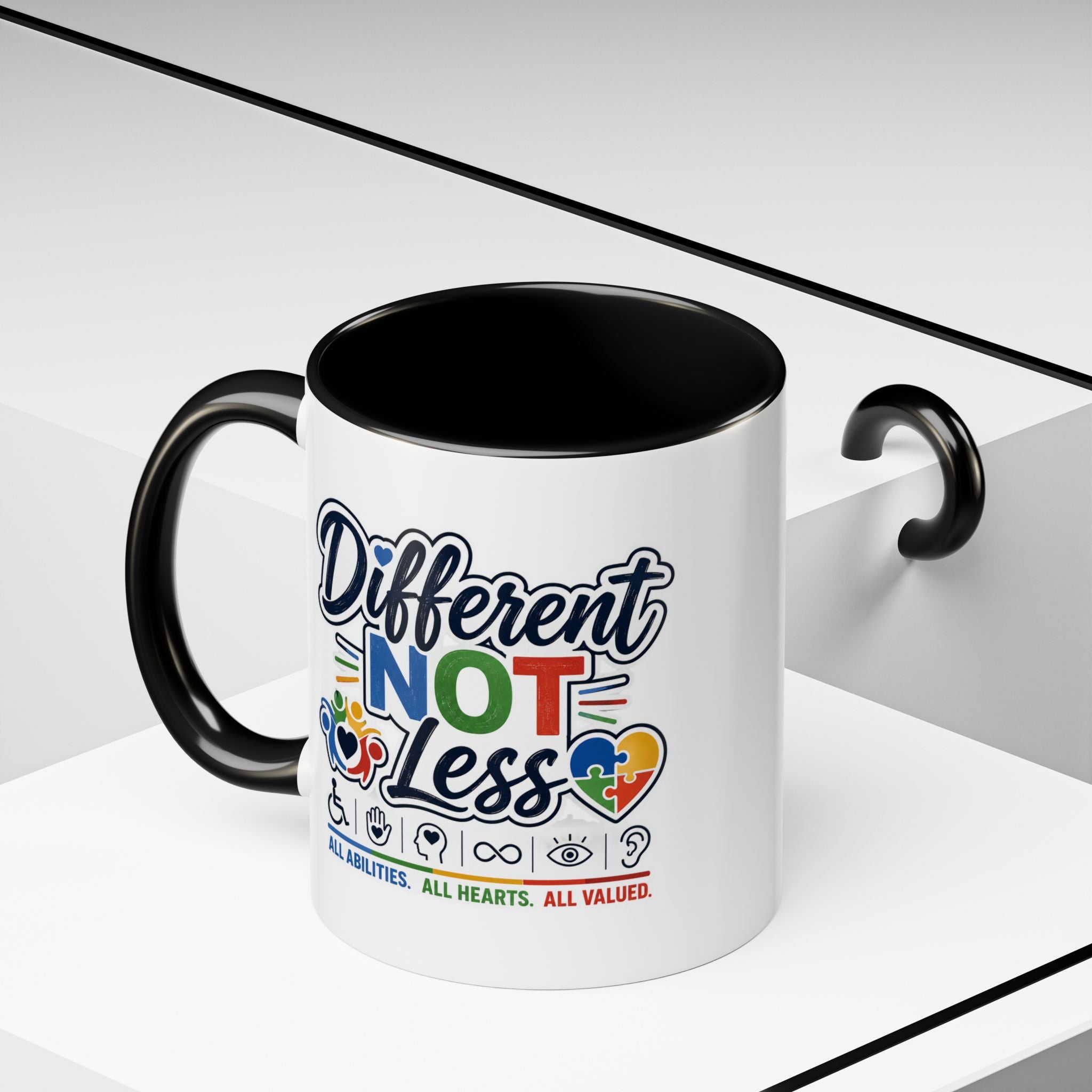Different Not Less Accent Coffee Mug – Disability Pride Inspirational 11/15oz