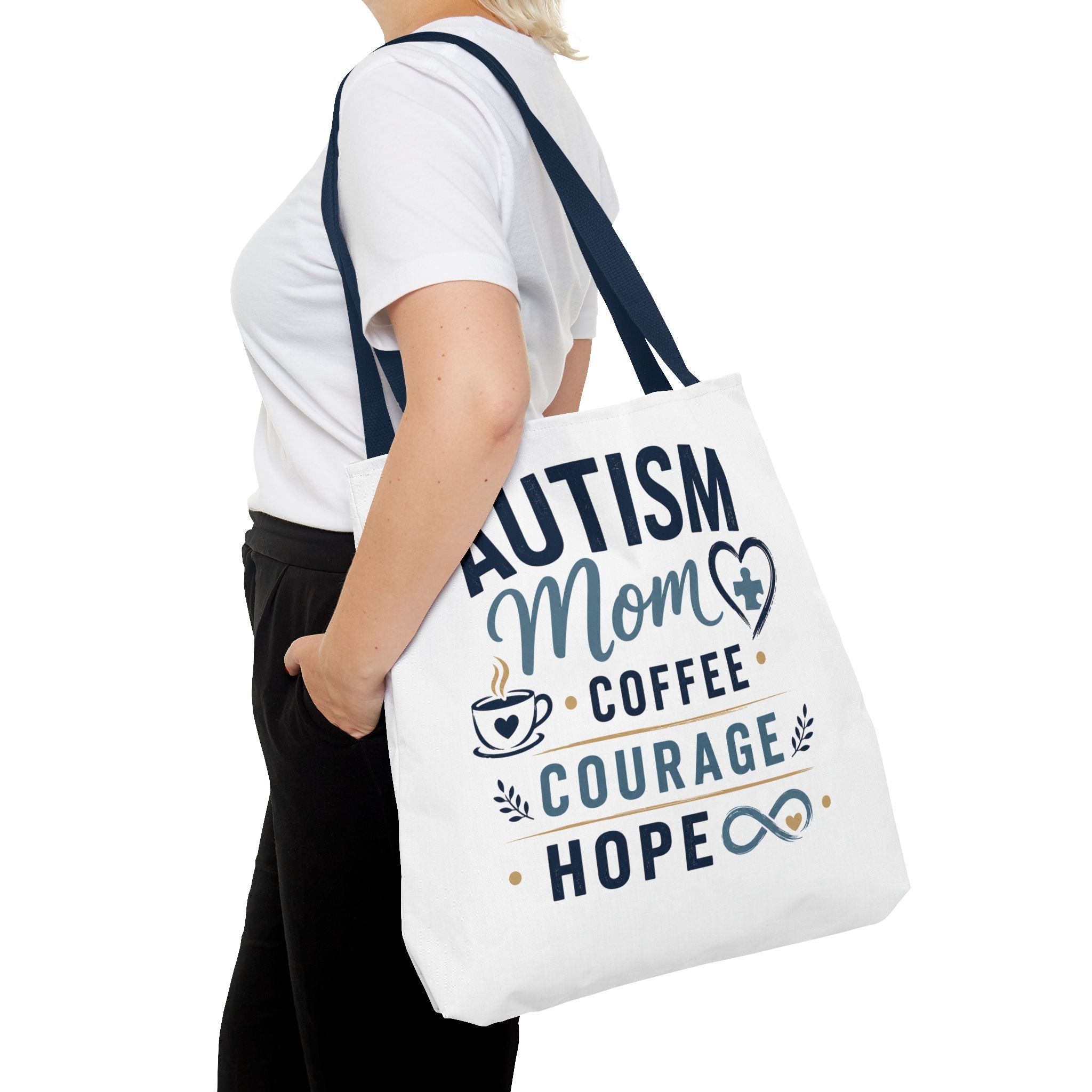 Autism Mom Coffee Courage Hope Tote Bag | Autism Acceptance Gift for Mom | Neurodiversity Canvas Tote | Special Needs Mom Bag