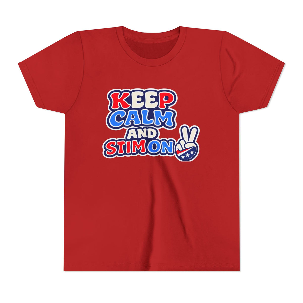Keep Calm and Stim On Youth Shirt Autism Awareness T Shirt Peace Sign Tee Neurodivergent Kids Sensory Shirt Special Needs Gift