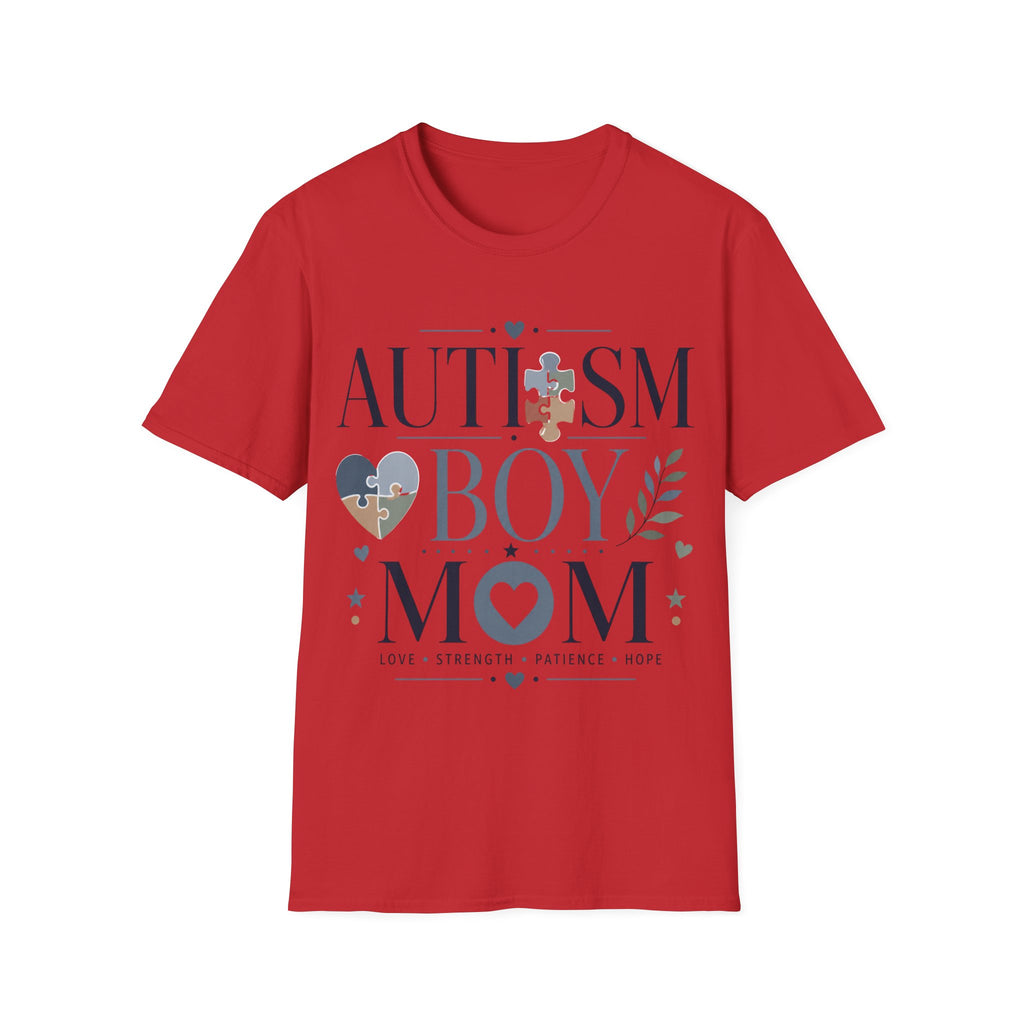 Autism Boy Mom Shirt | Proud Autism Mom T-Shirt | Puzzle Heart Infinity Design | Autism Awareness & Acceptance Gift | Special Needs Mom Apparel