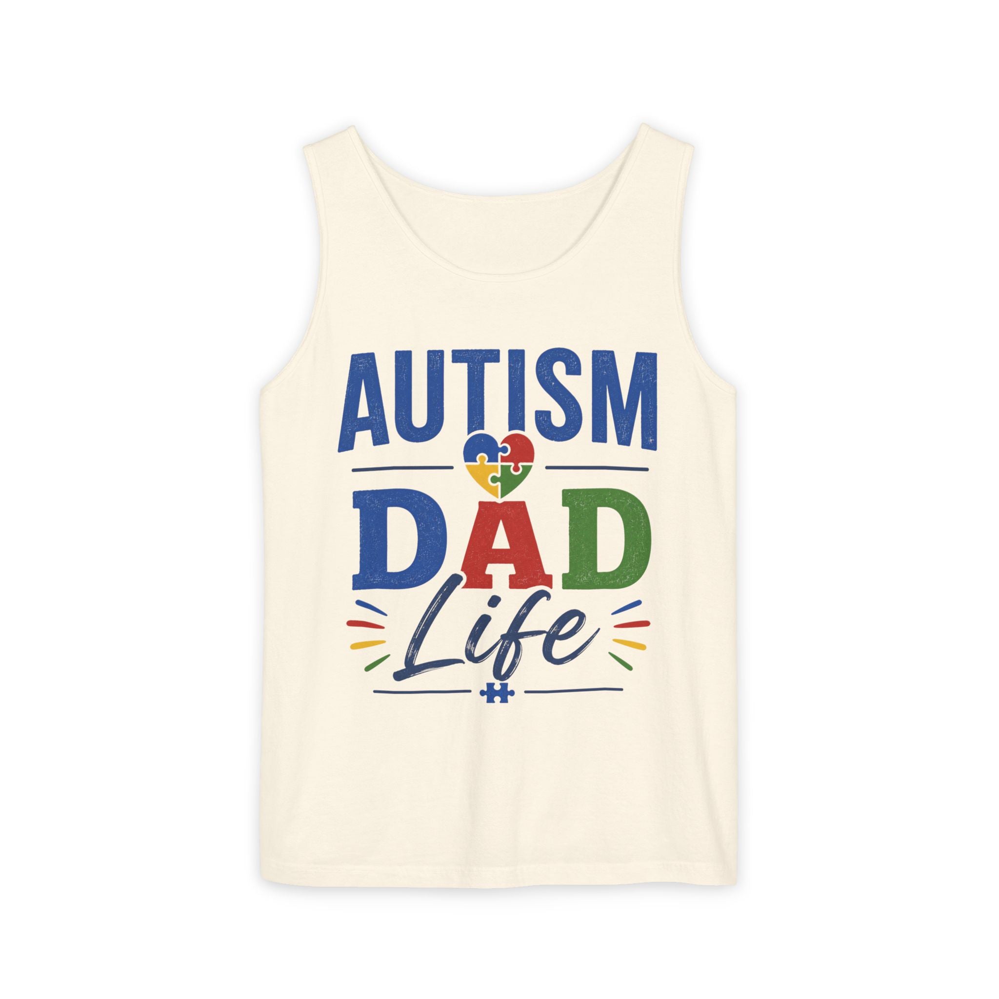 Autism Dad Life Tank Top | Awareness Puzzle Heart, Father Support