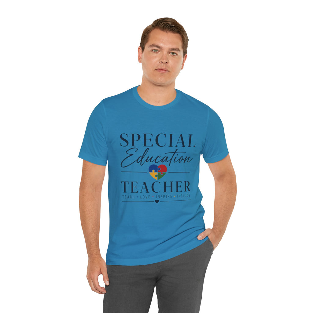 Special Education Teacher Shirt | Teach Love Inspire T-Shirt | Puzzle Heart Graphic Tee | Autism Acceptance Gift | Inclusive Teacher