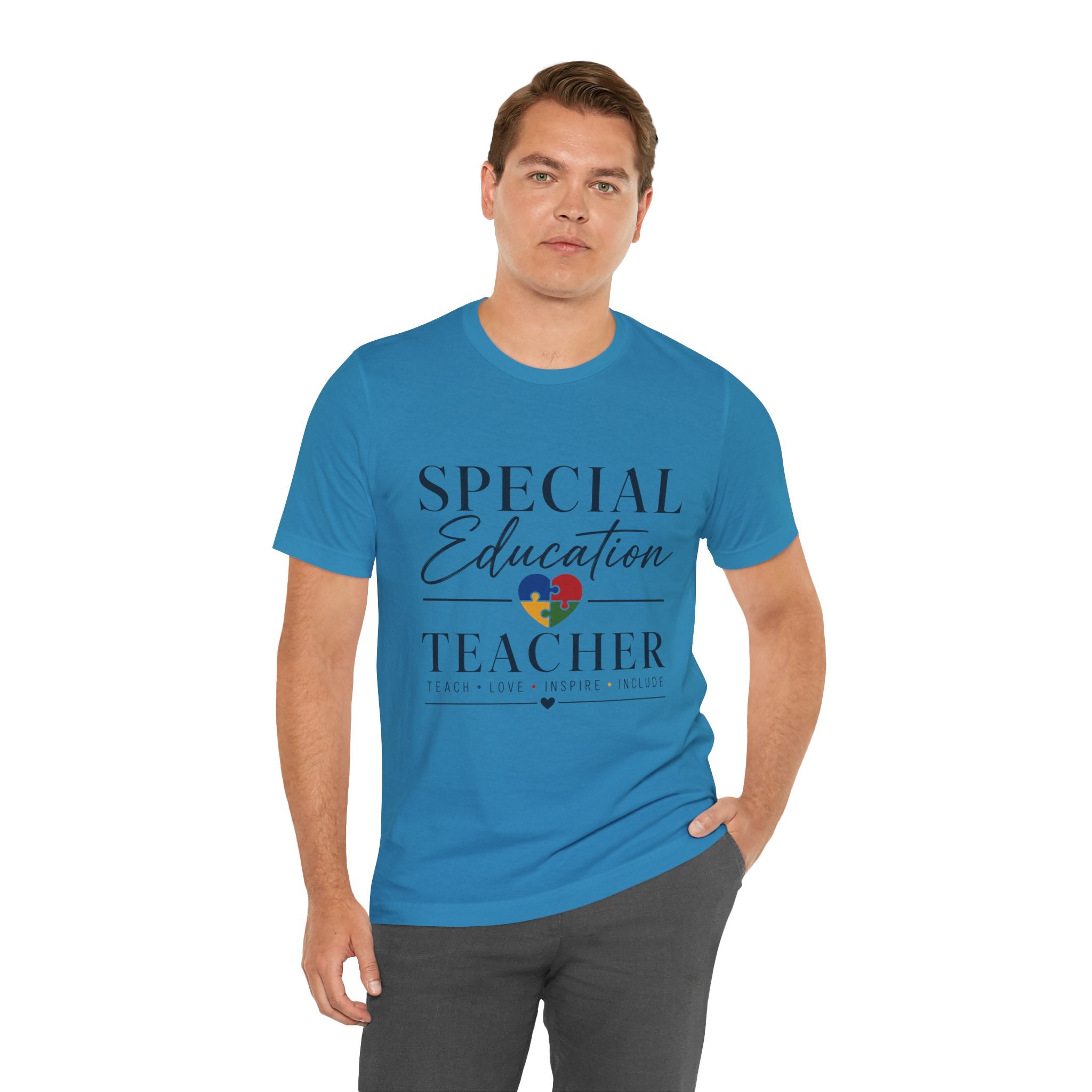 Special Education Teacher Shirt | Teach Love Inspire T-Shirt | Puzzle Heart Graphic Tee | Autism Acceptance Gift | Inclusive Teacher