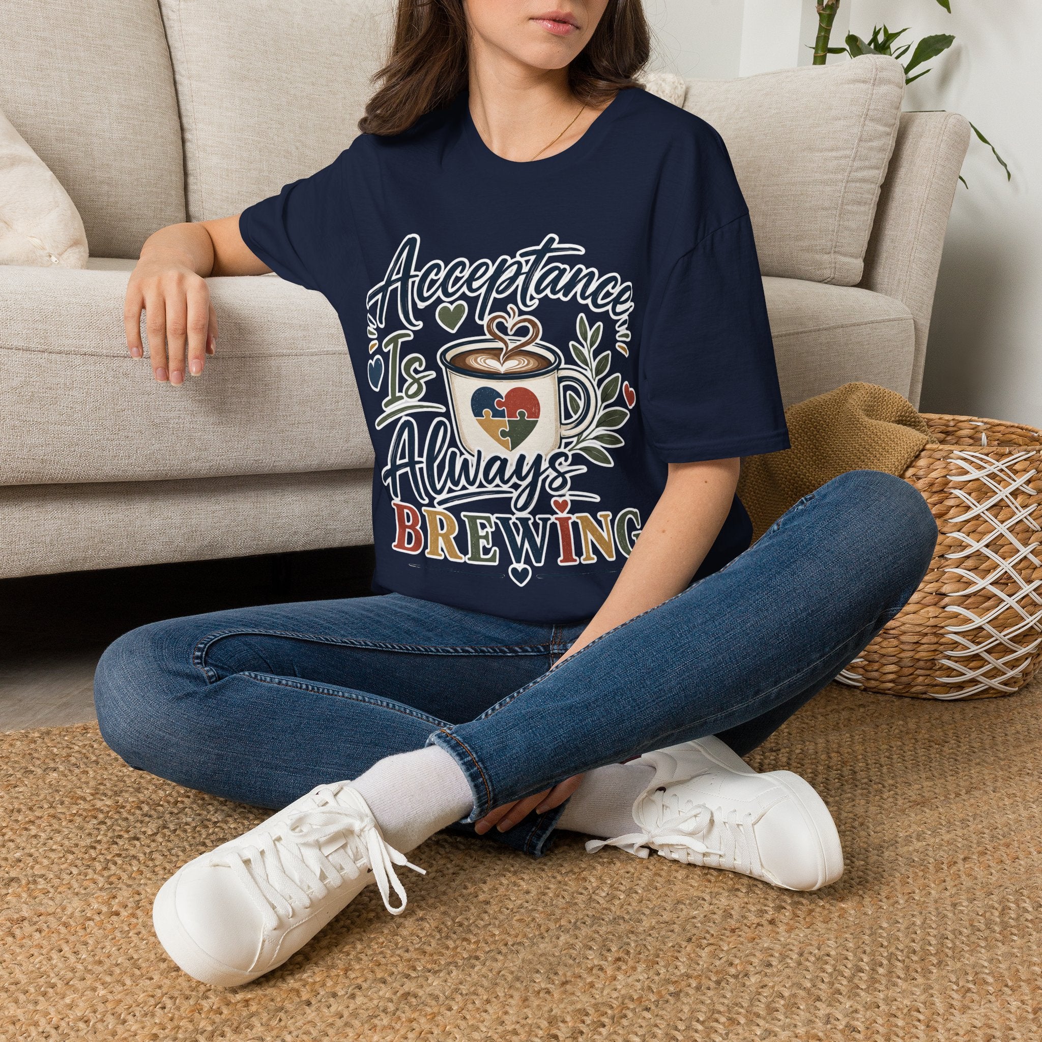 Acceptance Is Always Brewing Shirt | Coffee Lover T-Shirt | Autism Acceptance Tee | Inclusive Graphic Shirt | Barista Gift