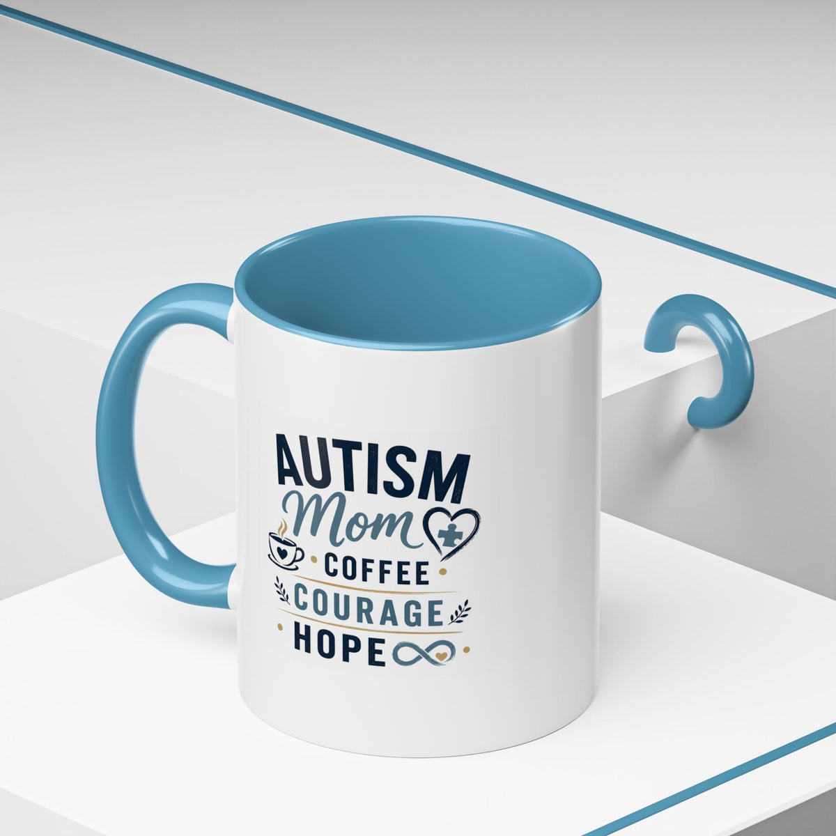 Autism Mom Coffee Mug | Accent Ceramic Mug 11oz  15oz | Puzzle Heart Infinity Design | Autism Awareness  Acceptance Gift | Special Needs