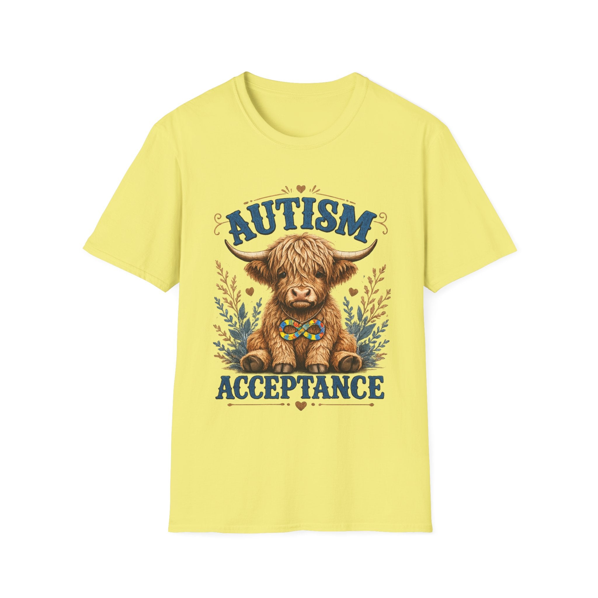Autism Acceptance Highland Cow T-Shirt | Awareness, Support