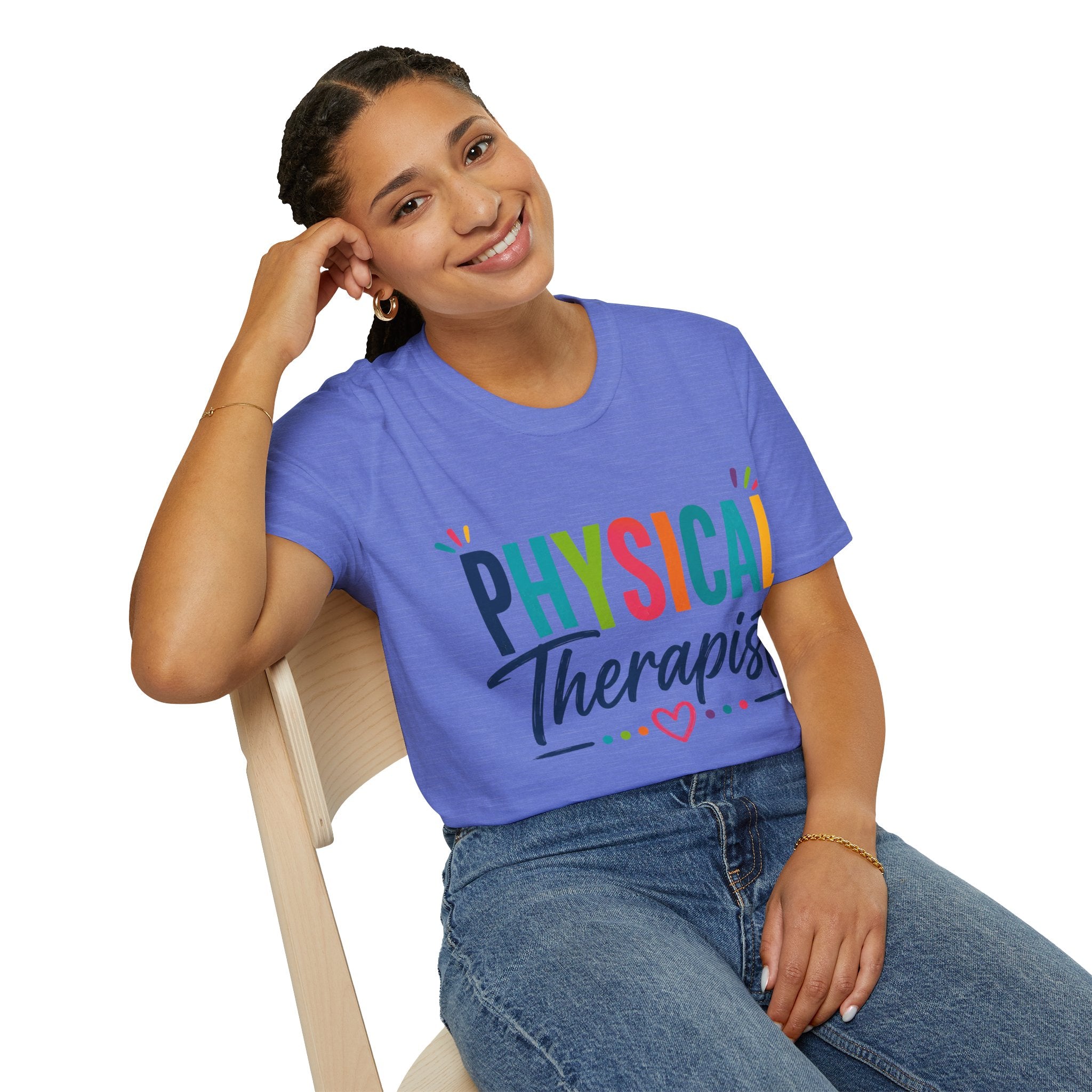 Physical Therapist Shirt | Colorful Typography Heart T-Shirt | Physical Therapy Gift | Healthcare Professional Apparel | Therapist Shirt