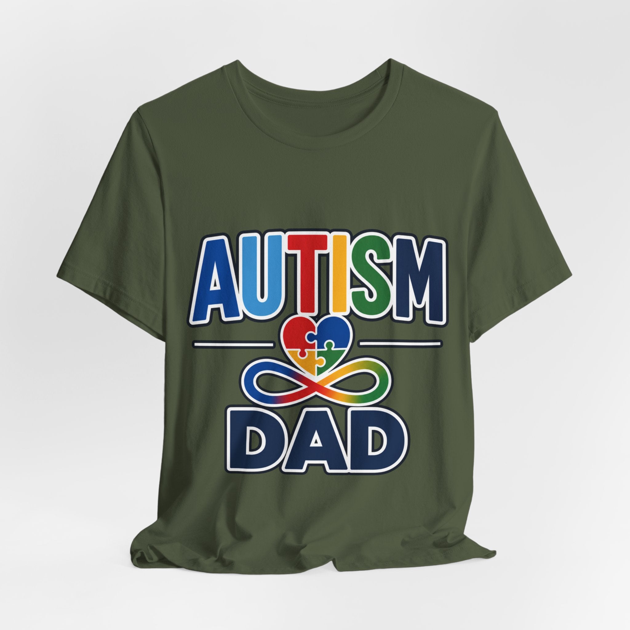 Autism Dad Shirt | Proud Autism Father T-Shirt | Colorful Puzzle Heart Infinity Design | Autism Awareness Gift for Dad | Autism Acceptance Tee