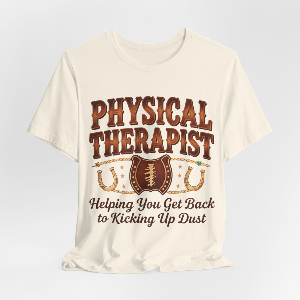 Physical Therapist Football Horseshoes Tee | Helping You Get Back to Kicking Up Dust