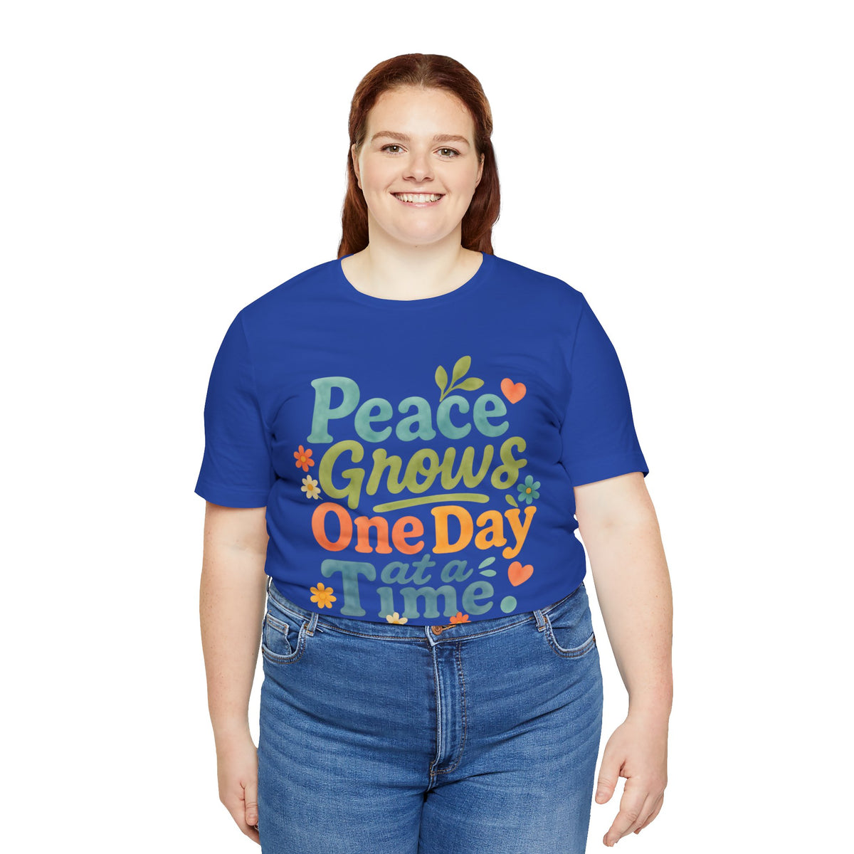 Peace Grows One Day at a Time Tee | Positive Quote Floral Typography