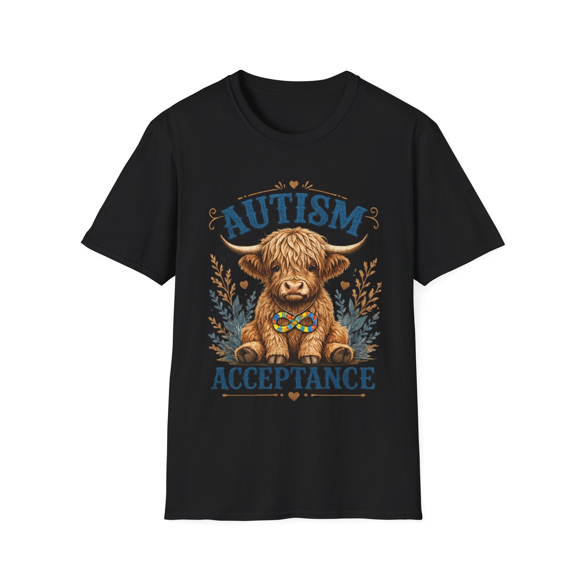 Autism Acceptance Highland Cow T-Shirt | Awareness, Support