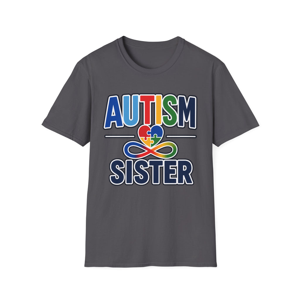 Autism Heart Puzzle Infinity Sister T-Shirt | Rainbow Awareness