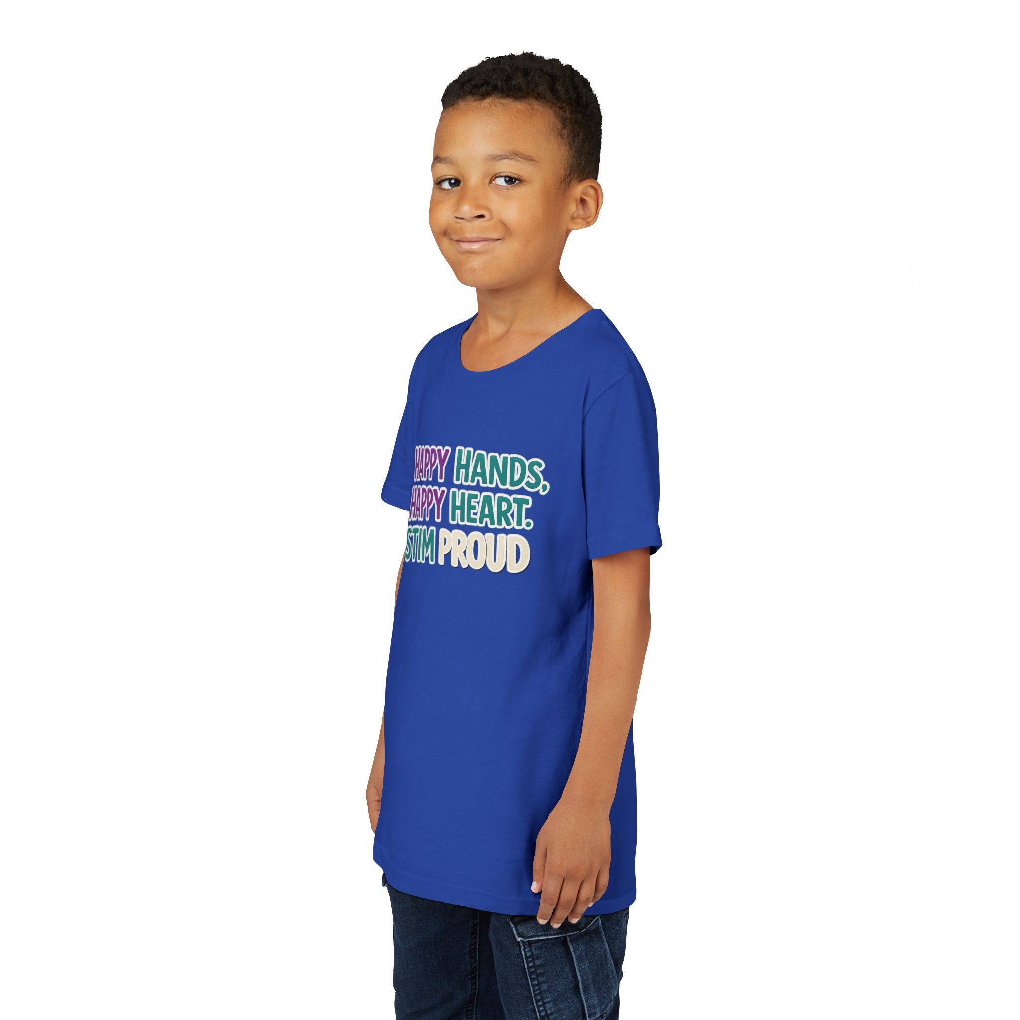 Happy Hands Happy Heart Youth Shirt Stim Proud Autism Awareness T Shirt Sensory Friendly Kids Neurodivergent Special Needs Tee