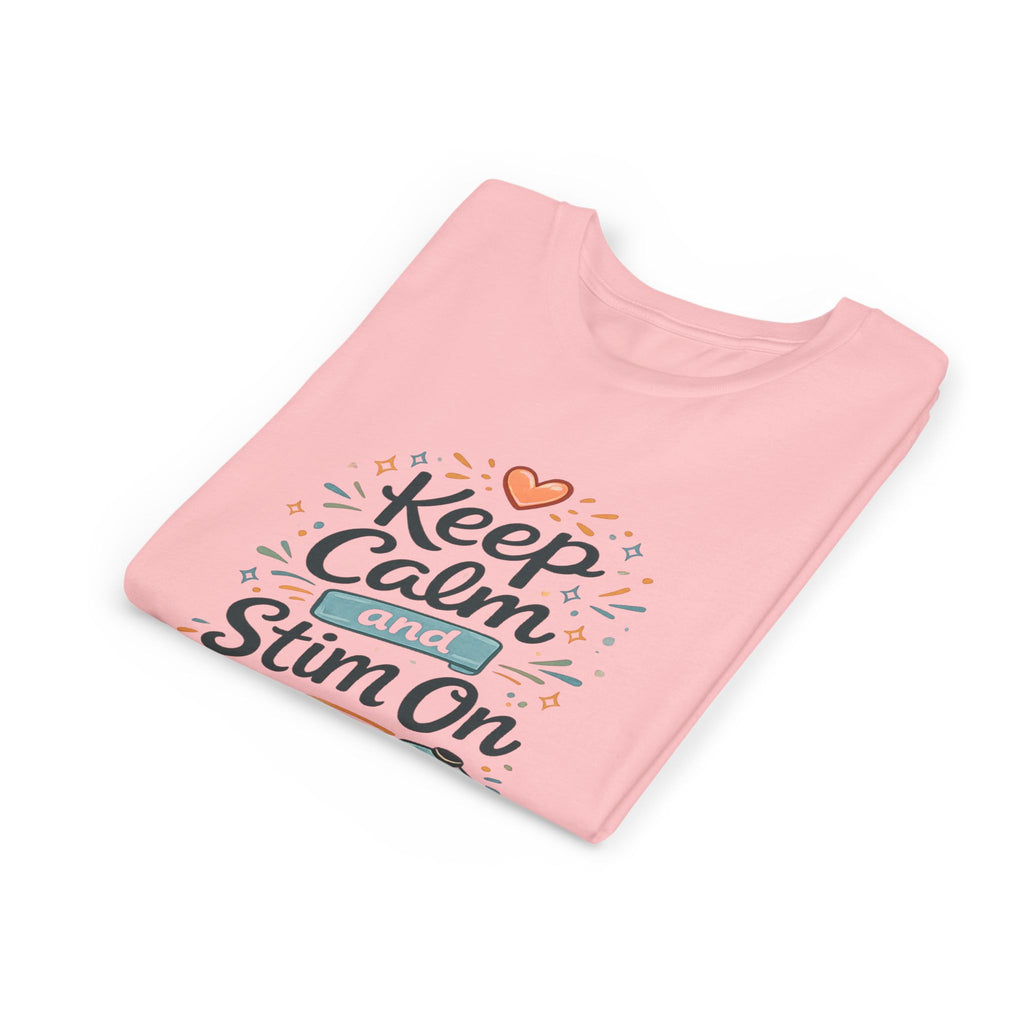 Keep Calm and Stim On Youth Shirt Autism Sensory T Shirt Neurodivergent Kids Tee Fidget Toy Gift Special Needs Awareness