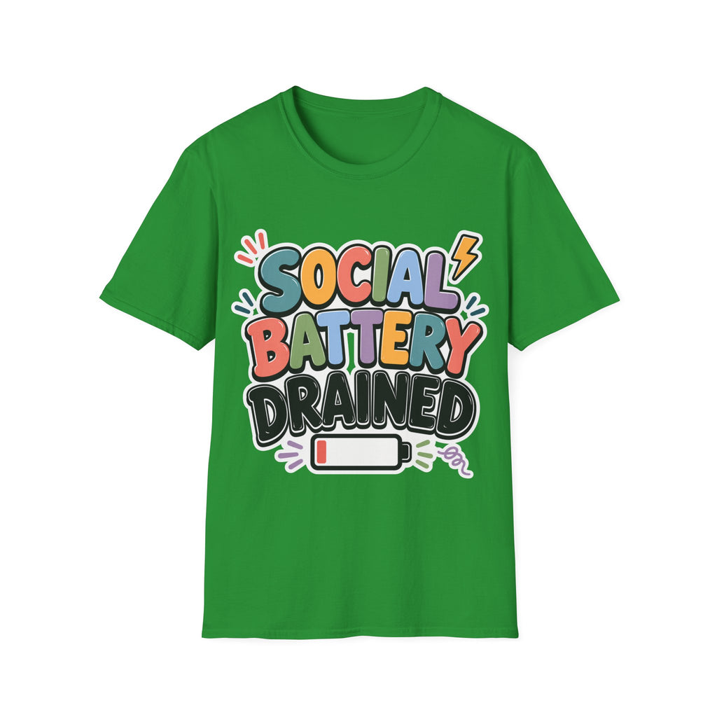 Social Battery Drained T-Shirt — Funny Introvert Graphic Tee