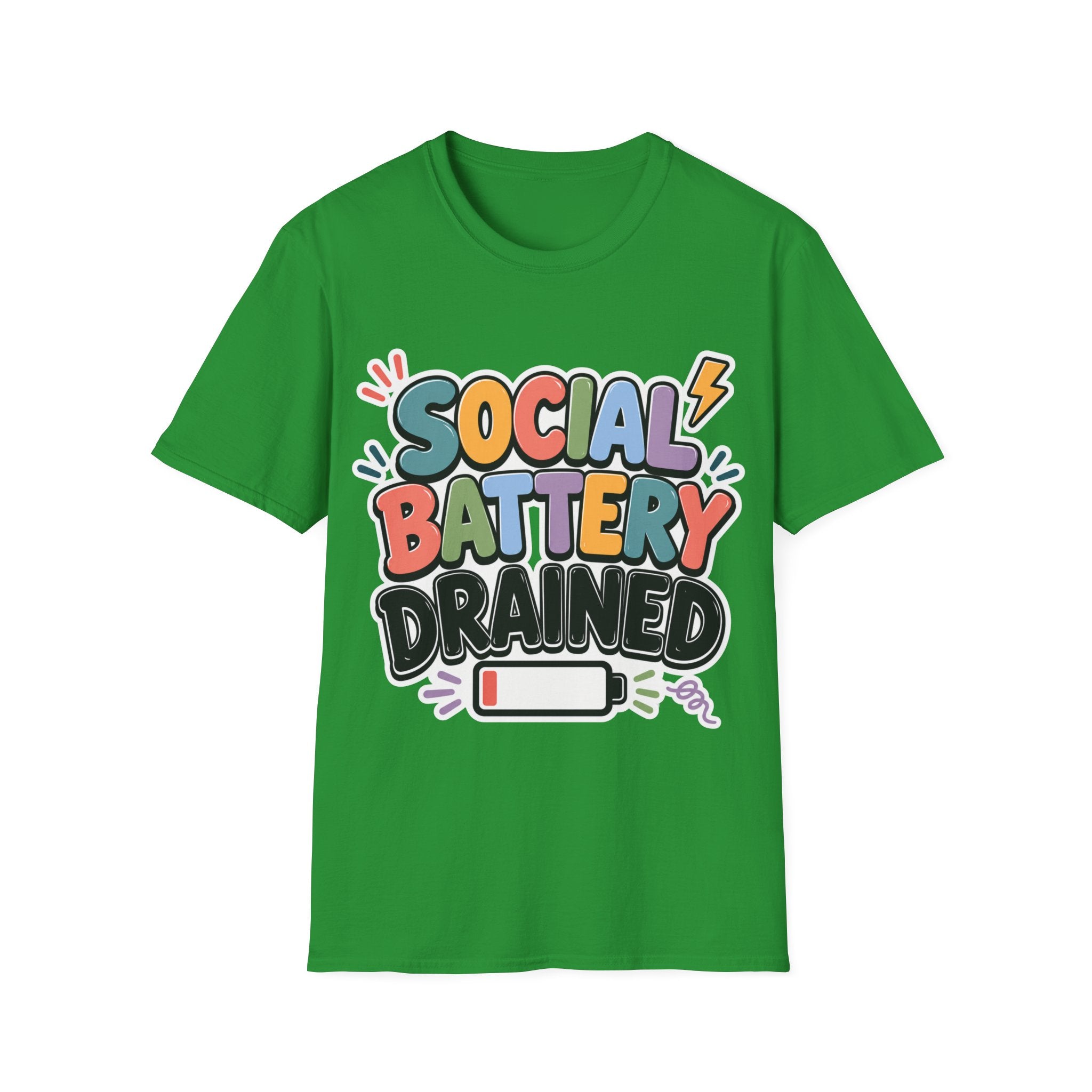 Social Battery Drained T-Shirt — Funny Introvert Graphic Tee