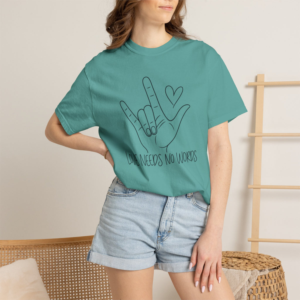 Love Needs No Words Shirt, ASL I Love You Hand Sign Tee, Autism Acceptance T-Shirt, Nonverbal Communication Gift, Sign Language Shirt