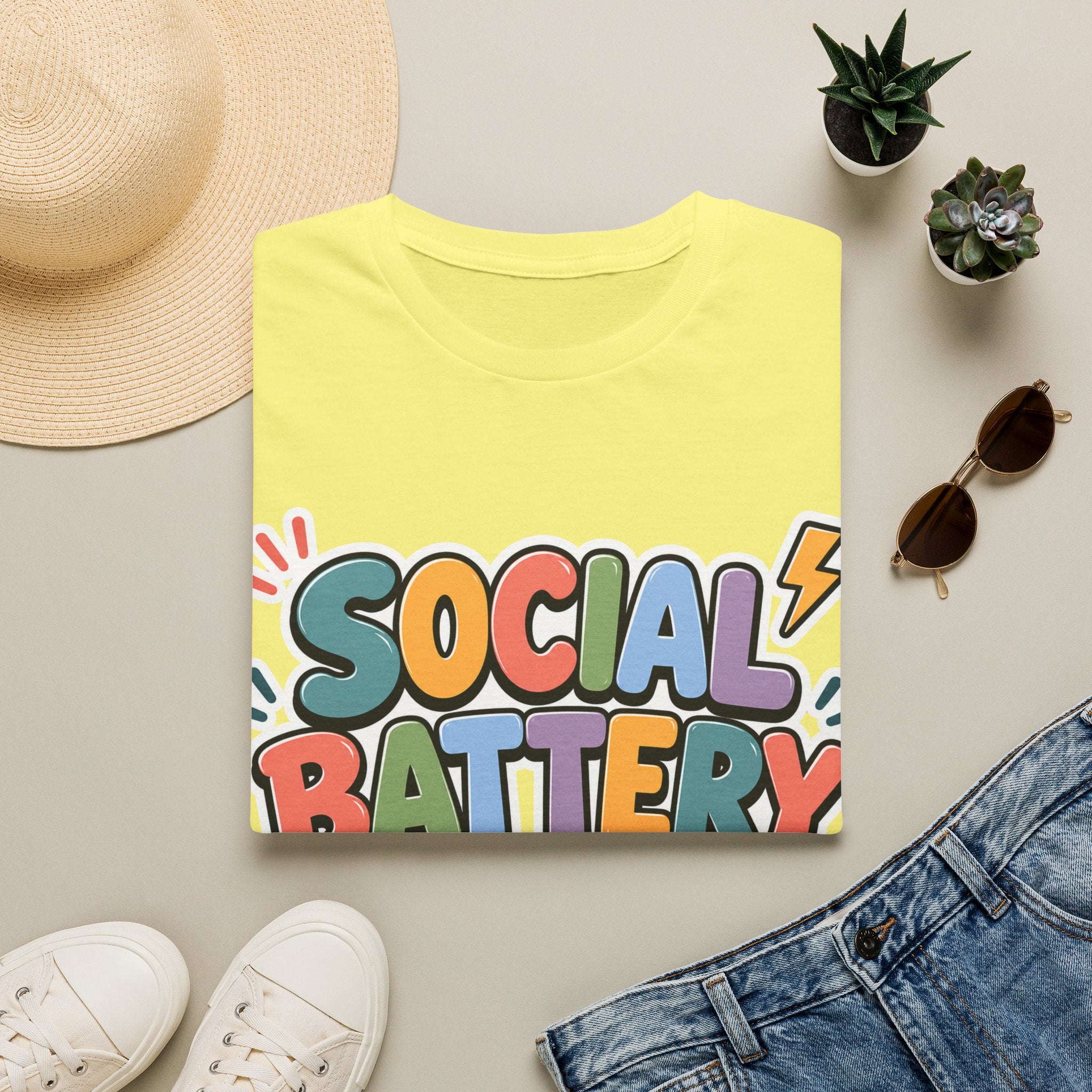 Social Battery Drained T-Shirt — Funny Introvert Graphic Tee