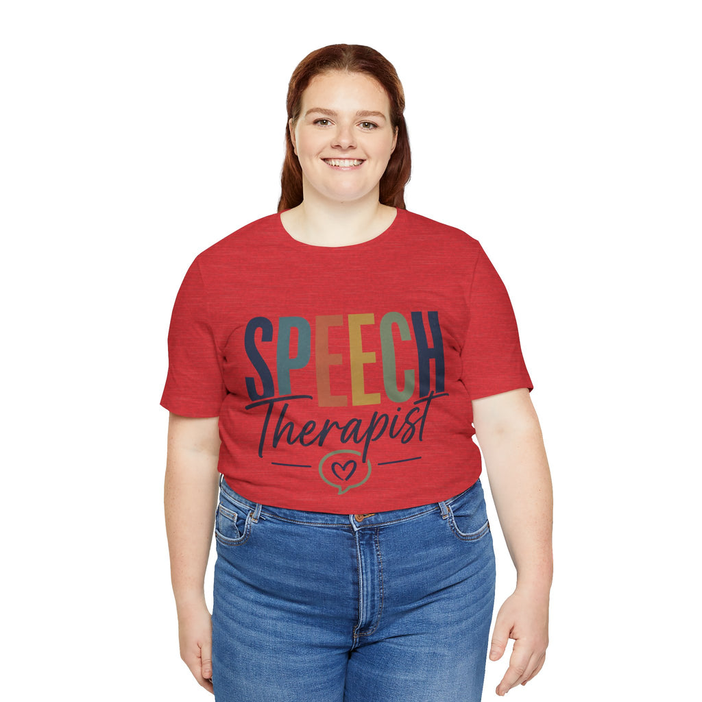 Speech Therapist Shirt | SLP T-Shirt | Heart Typography Graphic Tee | Speech Language Pathologist Gift | Therapist Appreciation Apparel