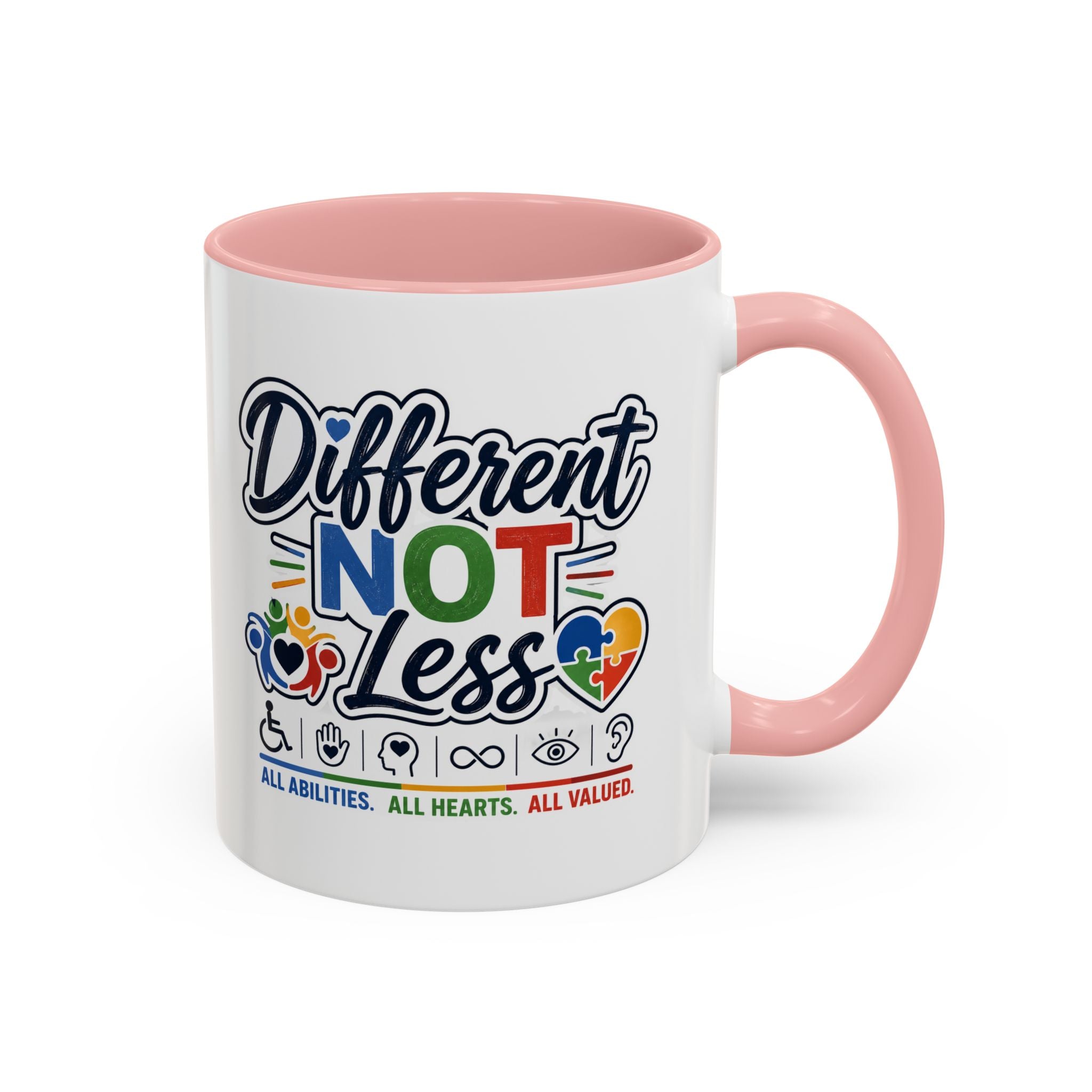 Different Not Less Accent Coffee Mug – Disability Pride Inspirational 11/15oz