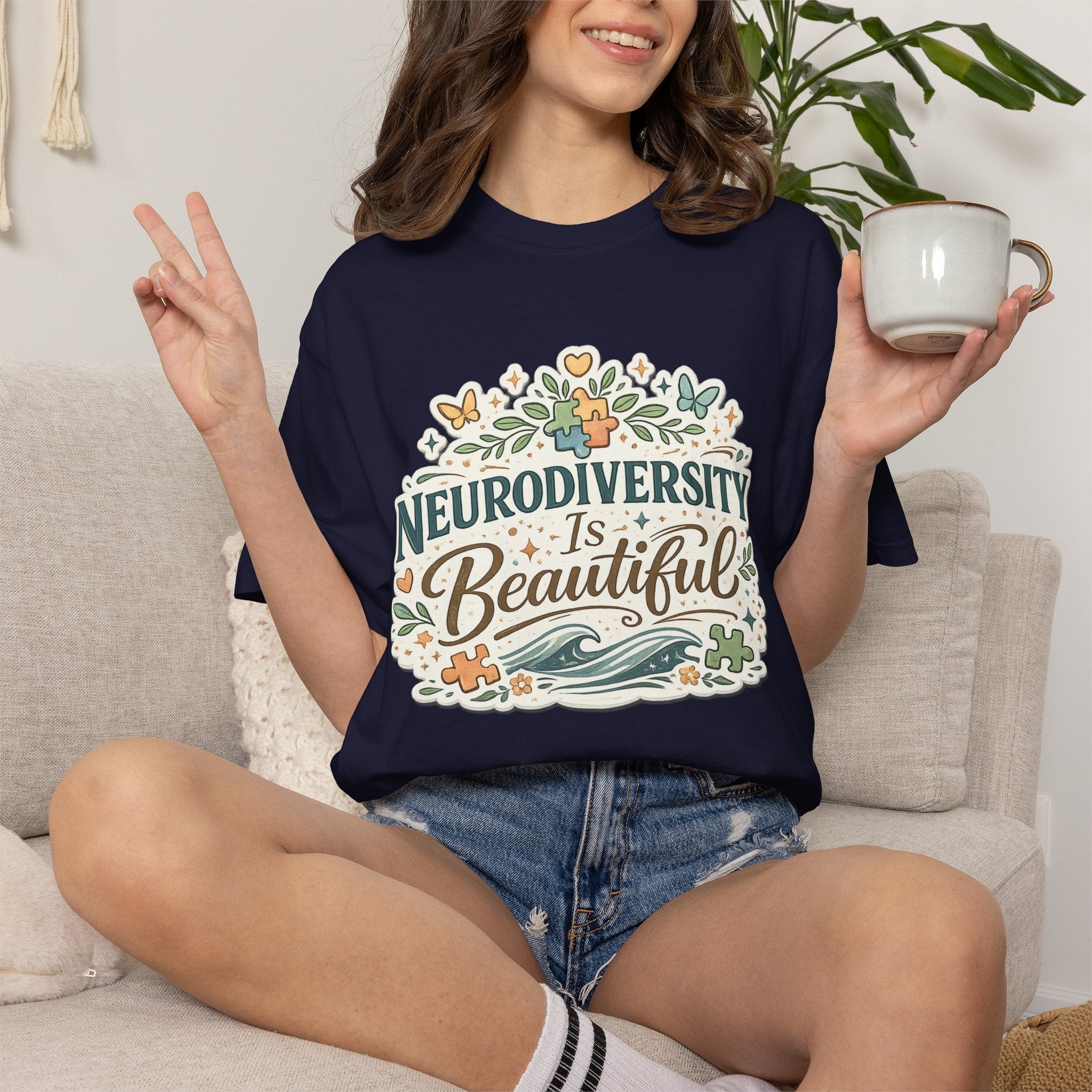 Neurodiversity Is Beautiful T-shirt | Floral Wave Awareness Tee