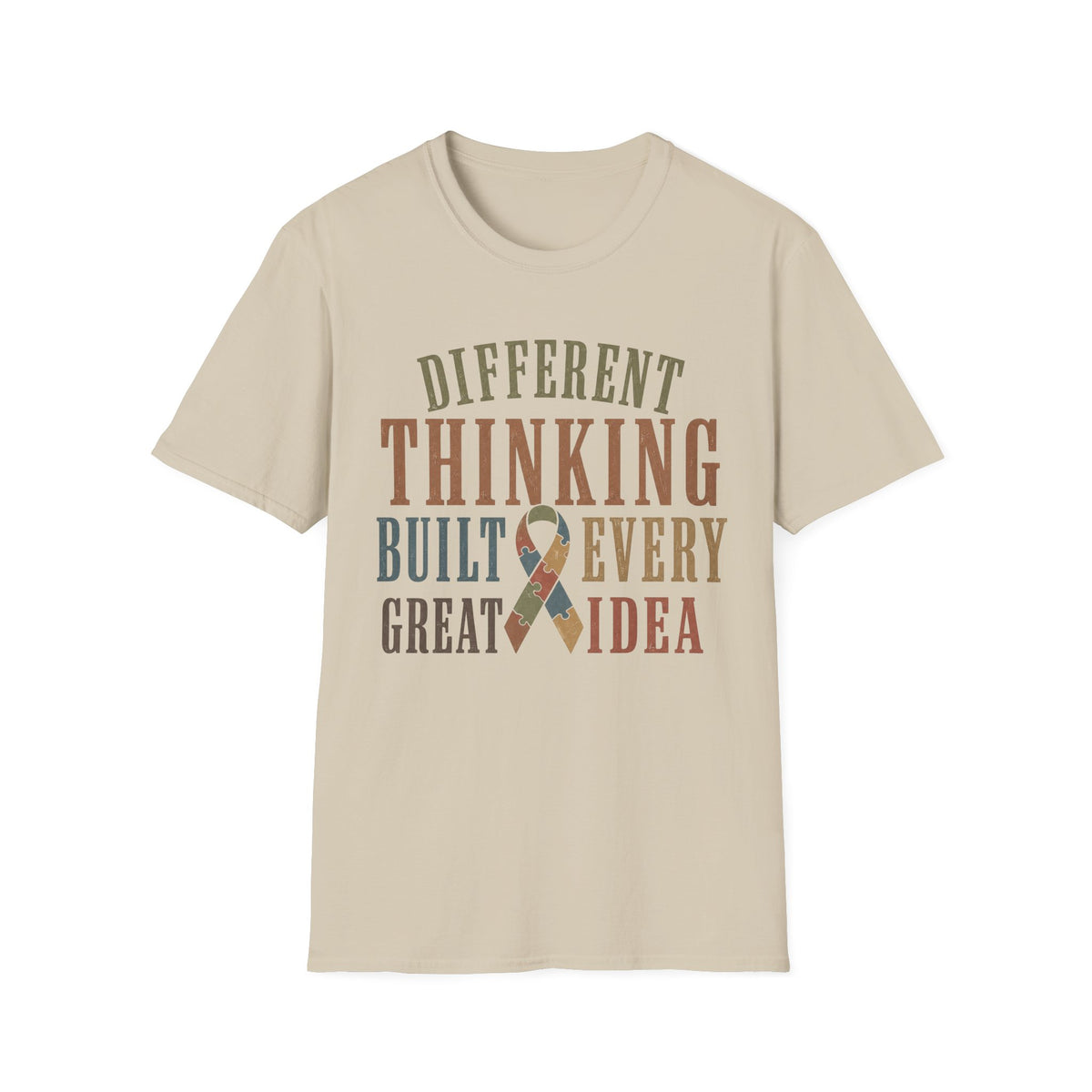 Different Thinking Built Every Great Idea T-Shirt | Autism Awareness Ribbon