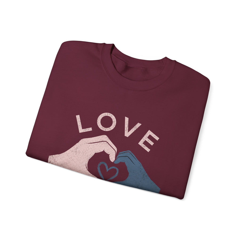 Autism Acceptance Sweatshirt | Love Makes Us Strong Crewneck | Heart Hands Sweatshirt | Neurodiversity Gift | Inclusion Apparel