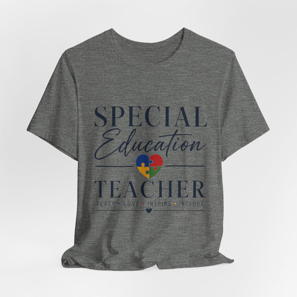 Special Education Teacher Shirt | Teach Love Inspire T-Shirt | Puzzle Heart Graphic Tee | Autism Acceptance Gift | Inclusive Teacher