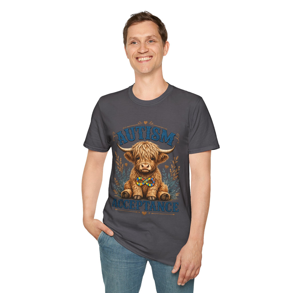 Autism Acceptance Highland Cow T-Shirt | Awareness, Support