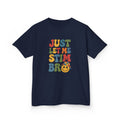 Just Let Me Stim Bro Kids Tee, Retro Bubble Letters Smiley Face Shirt, Autism ADHD Neurodivergent Kids T-Shirt, Funny Sensory Gift