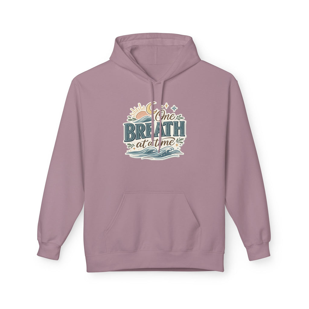 One Breath at a Time Hoodie | Ocean Waves Sun Illustration