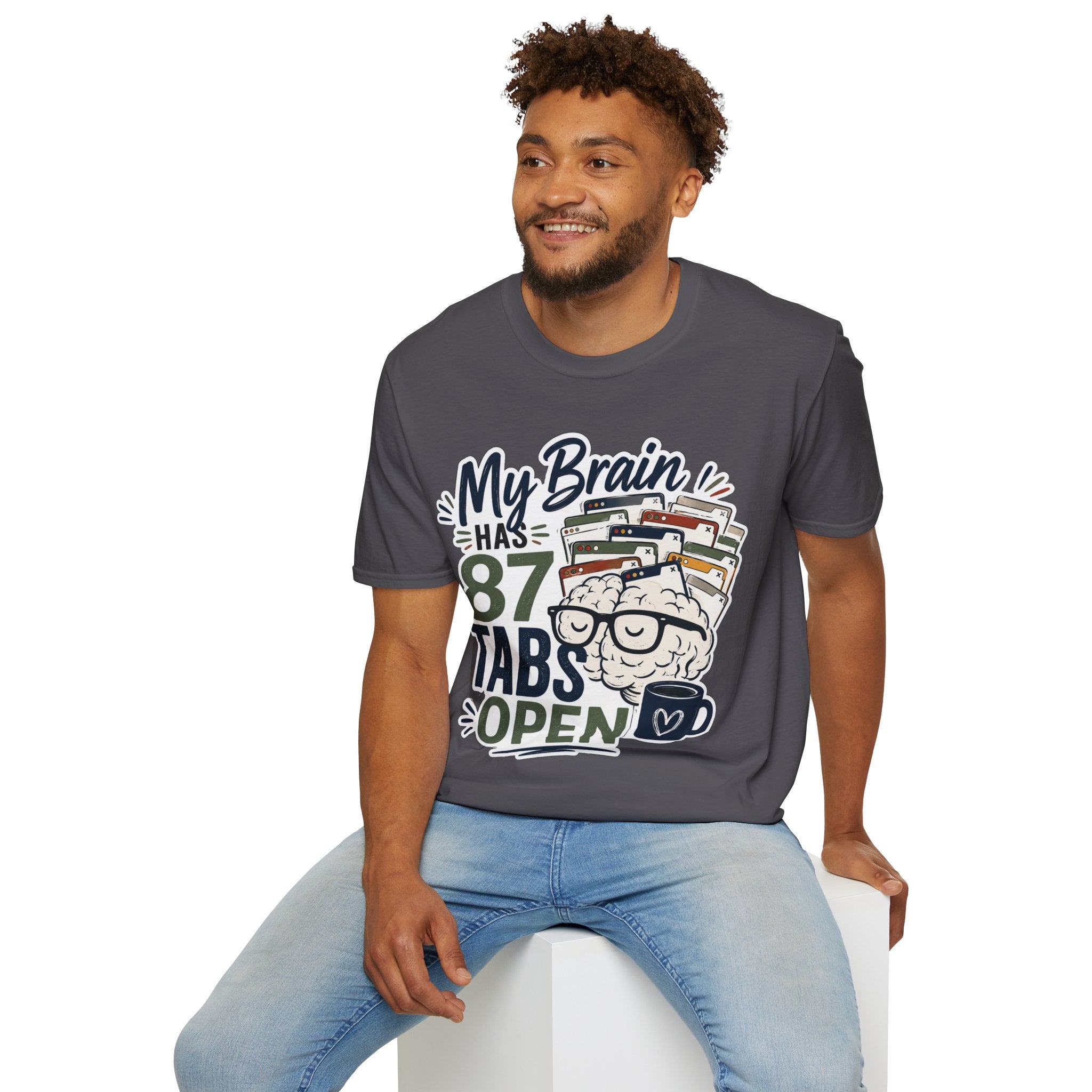 My Brain Has 87 Tabs Open Shirt | Funny ADHD T-Shirt | Overthinking Graphic Tee | Coffee Lover Shirt | Neurodivergent Humor | Mental Health