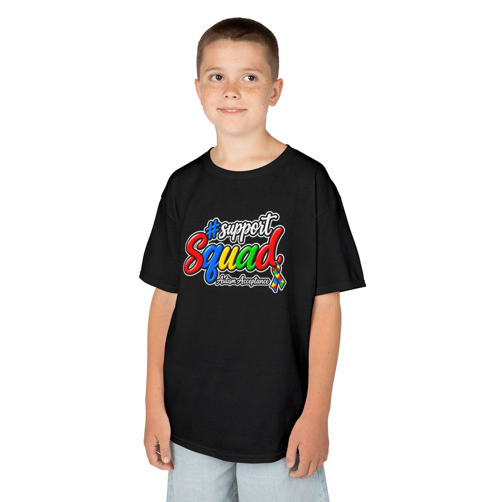 Support Squad Autism Acceptance Youth Shirt, Unisex Softstyle T-Shirt, Autism Awareness Family Tee, Autism Advocate Team Gift