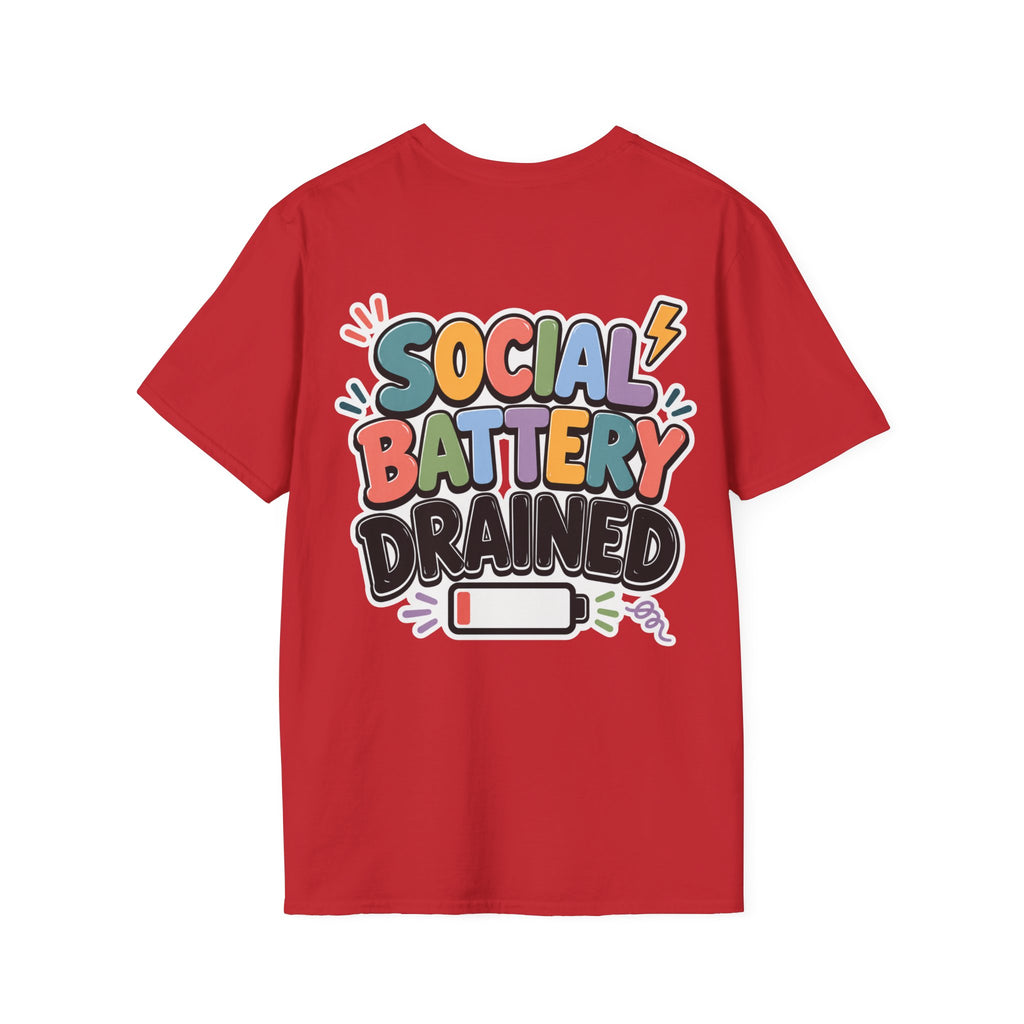 Social Battery Drained Shirt | Funny Introvert T-Shirt | Social Anxiety Graphic Tee | Mental Health Humor Shirt | Unisex Gift