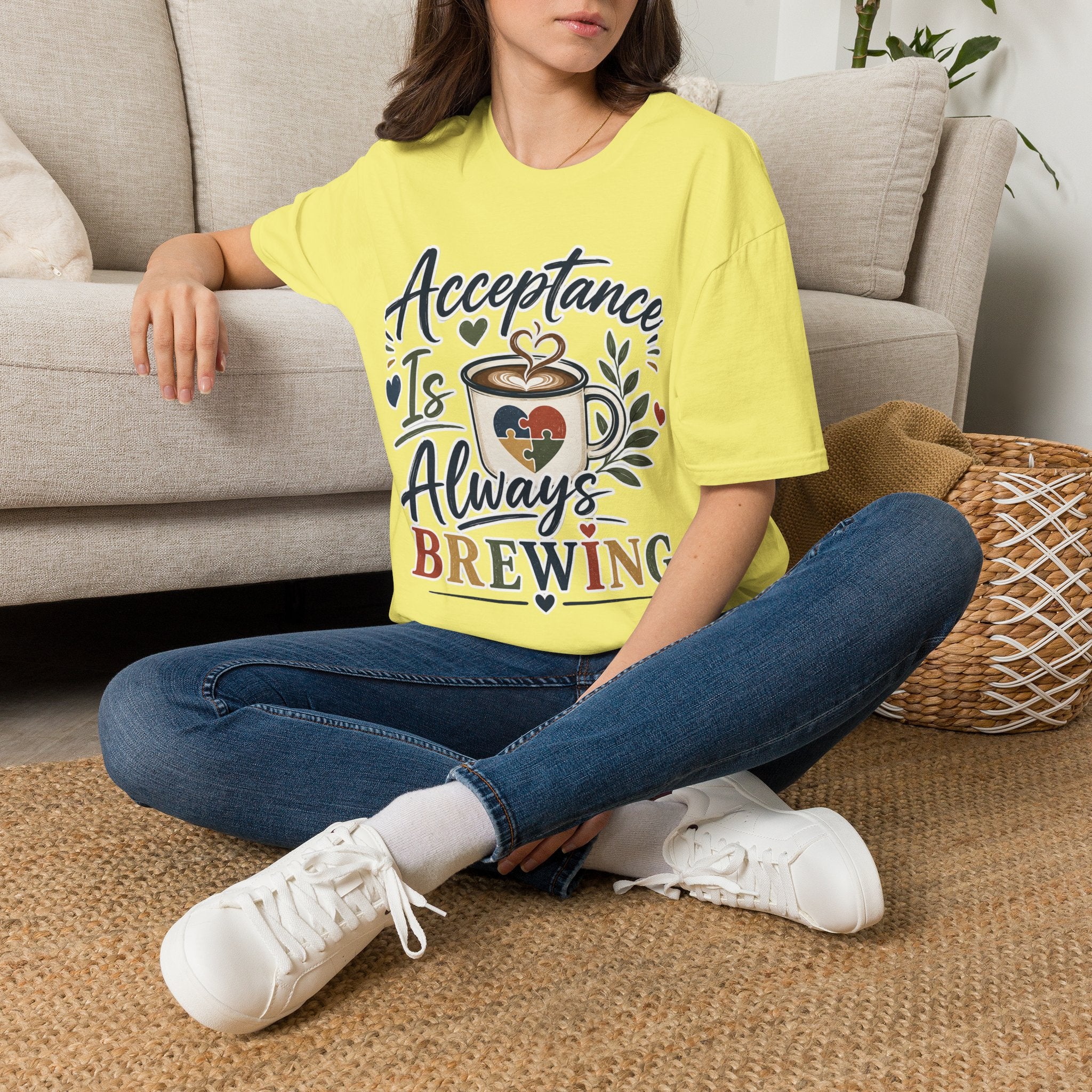 Acceptance Is Always Brewing Shirt | Coffee Lover T-Shirt | Autism Acceptance Tee | Inclusive Graphic Shirt | Barista Gift