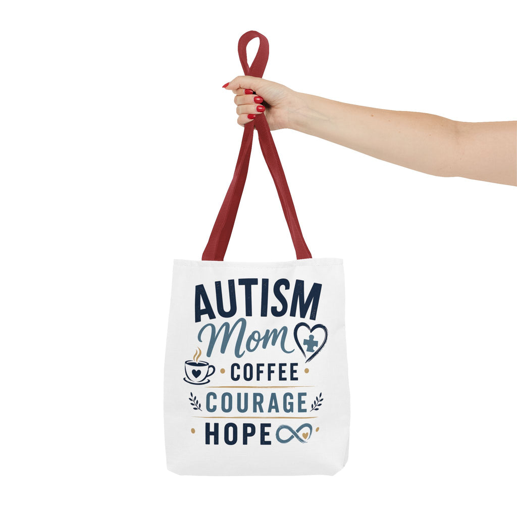 Autism Mom Coffee Courage Hope Tote Bag | Autism Acceptance Gift for Mom | Neurodiversity Canvas Tote | Special Needs Mom Bag