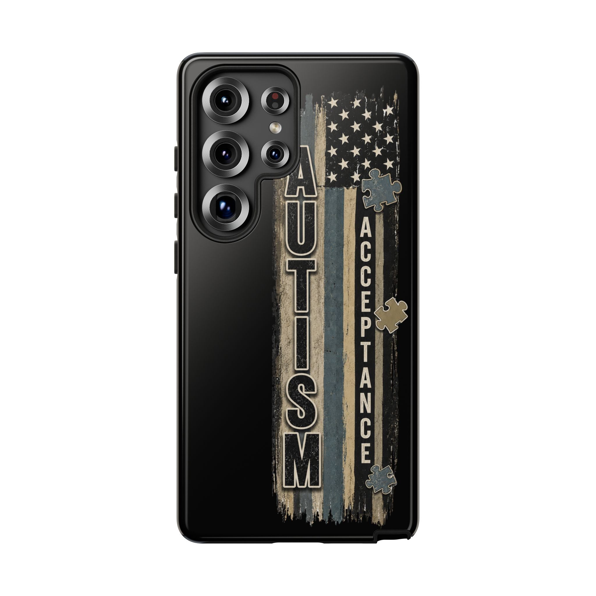 Autism Acceptance Phone Case Puzzle Piece Flag iPhone Samsung Tough Case Autism Awareness Neurodiversity Gift Special Needs Case