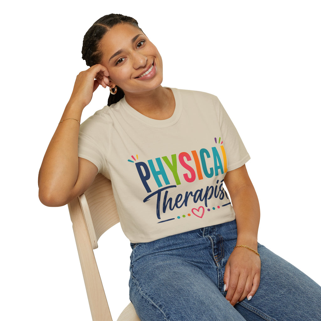 Physical Therapist Shirt | Colorful Typography Heart T-Shirt | Physical Therapy Gift | Healthcare Professional Apparel | Therapist Shirt