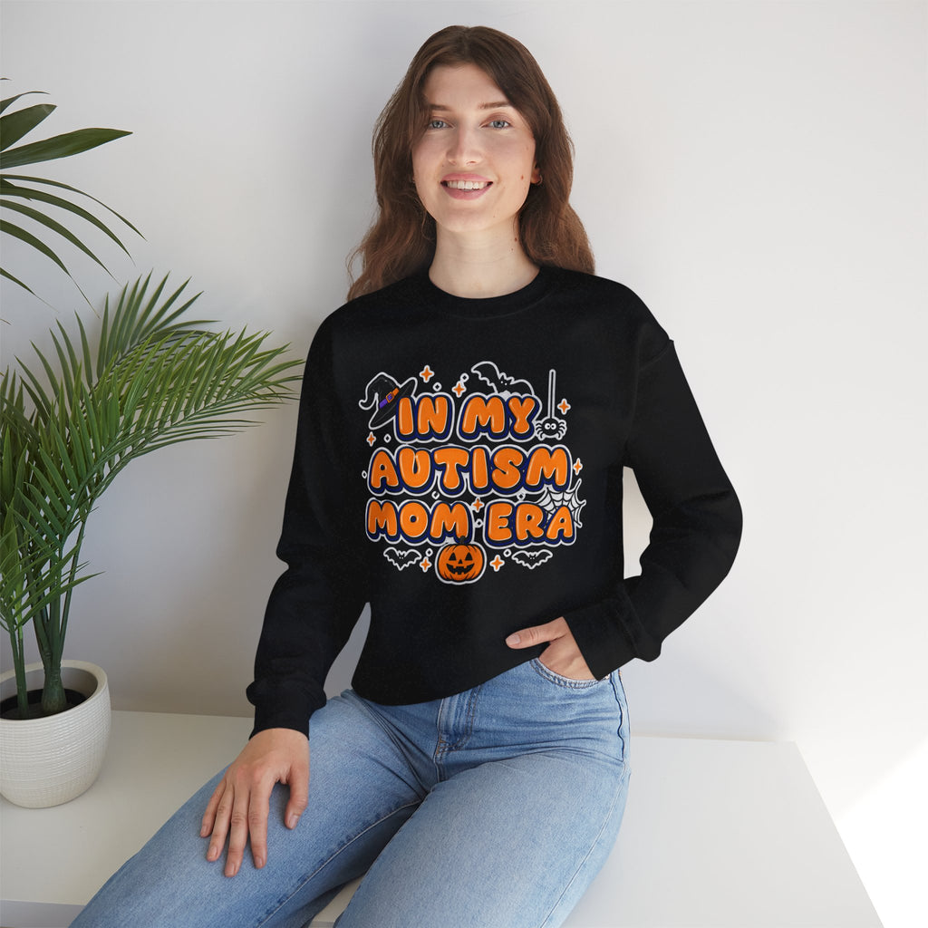 In My Autism Mom Era Sweatshirt, Halloween Pumpkin Bats Witch Hat Crewneck, Autism Awareness Fall Shirt, Autism Mom Halloween Gift