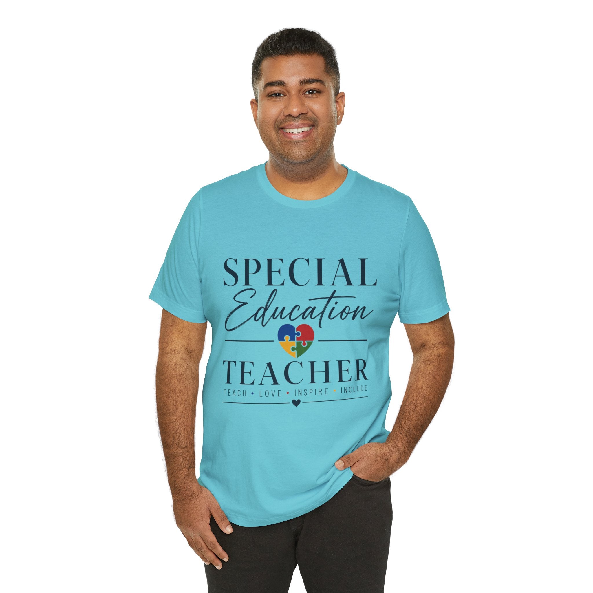 Special Education Teacher Shirt | Teach Love Inspire T-Shirt | Puzzle Heart Graphic Tee | Autism Acceptance Gift | Inclusive Teacher
