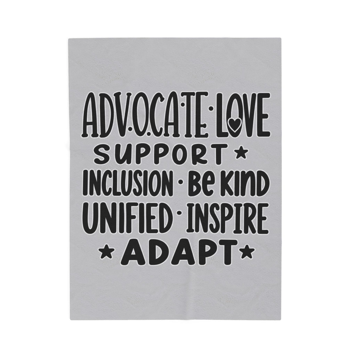 Advocate Support Inclusion Love Velveteen Blanket, Inspiring Word Art Throw, Disability Awareness Gift, Inclusive Cozy Home Decor