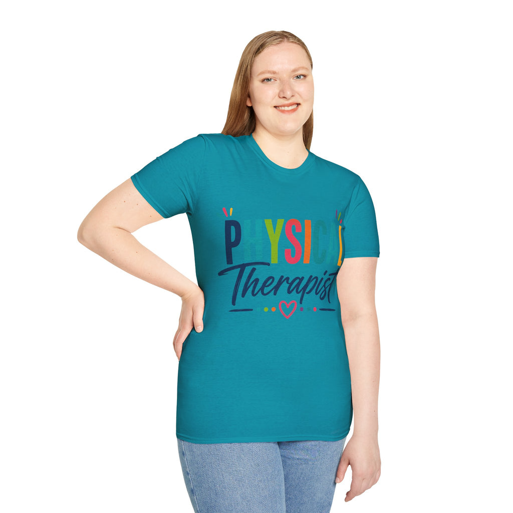 Physical Therapist Shirt | Colorful Typography Heart T-Shirt | Physical Therapy Gift | Healthcare Professional Apparel | Therapist Shirt
