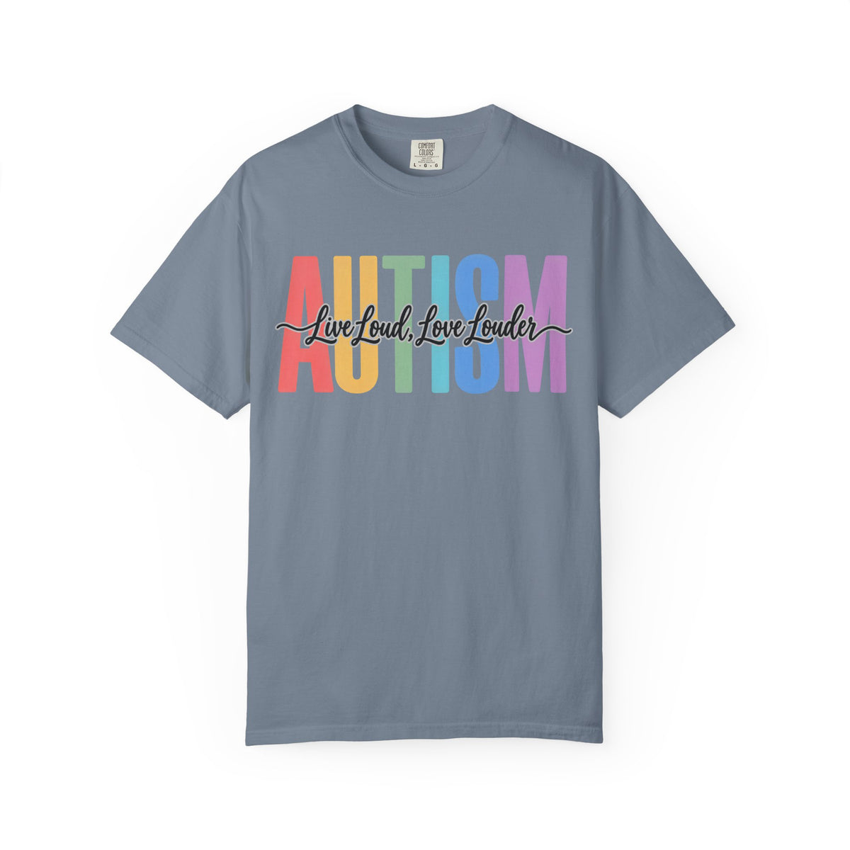 Autism Rainbow Block Text T-Shirt, Live Loud Live Louder Tee, Autism Awareness Colorful Shirt, Autism Acceptance Gift