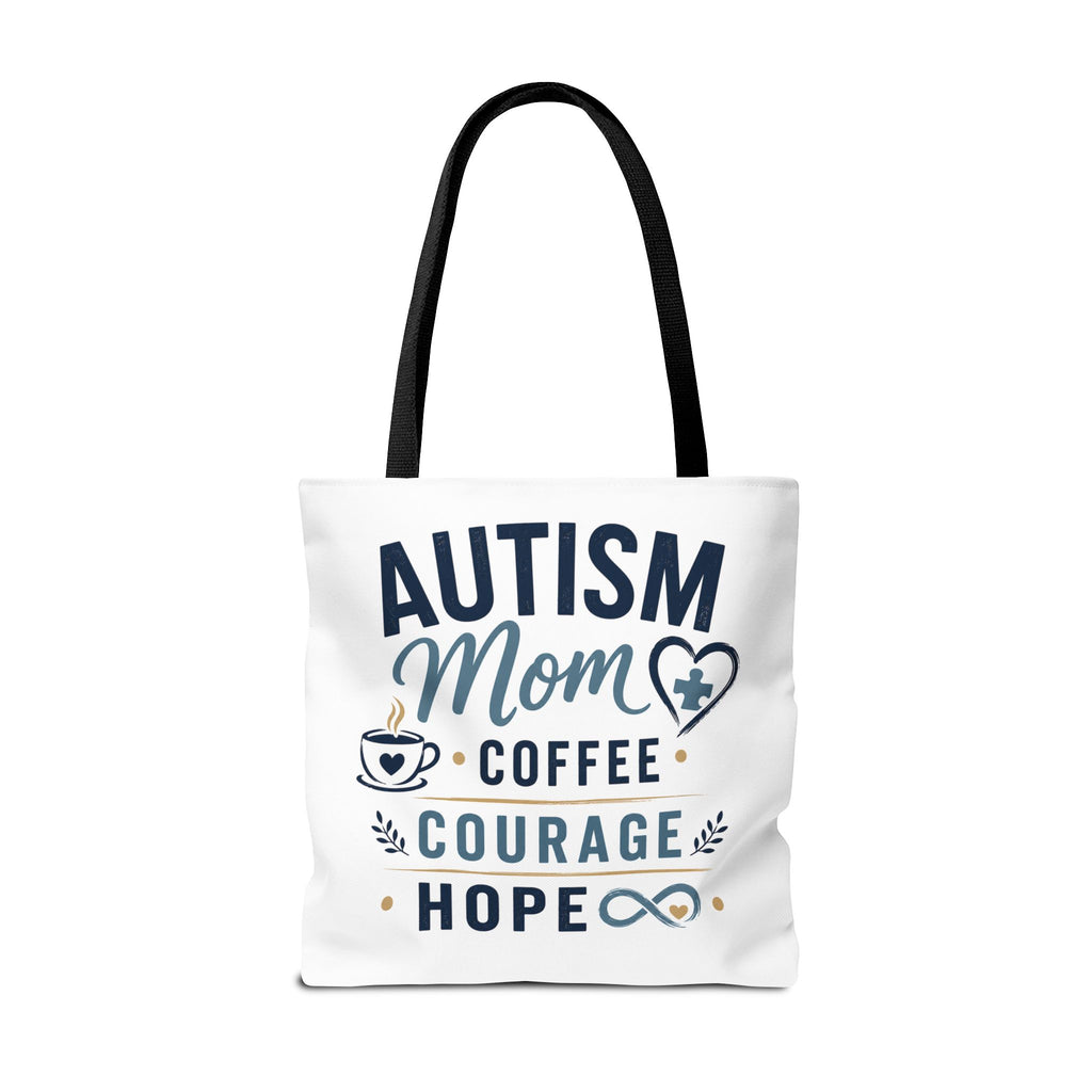Autism Mom Coffee Courage Hope Tote Bag | Autism Acceptance Gift for Mom | Neurodiversity Canvas Tote | Special Needs Mom Bag